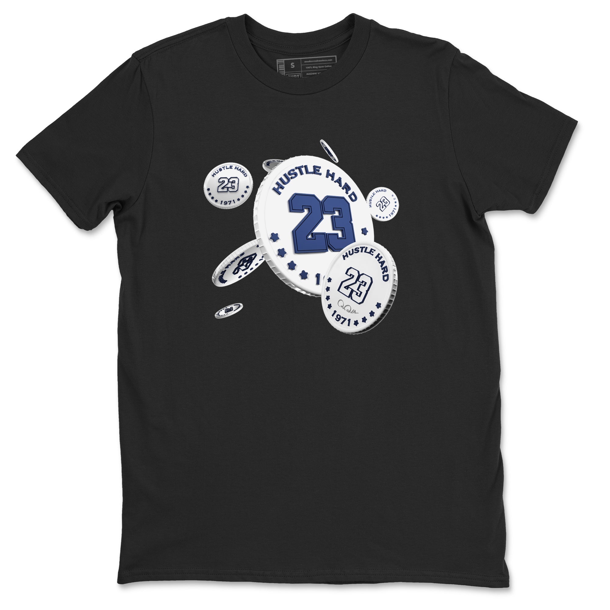 3s Midnight Navy shirt to match jordans Coin Drop sneaker match t-shirt AJ3 Midnight Navy Drip Gear Zone unisex cotton Black 2 Crew Neck T-Shirt