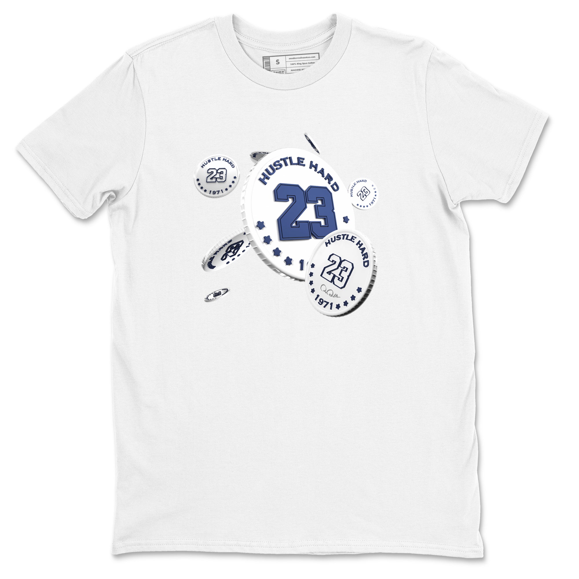 3s Midnight Navy shirt to match jordans Coin Drop sneaker match t-shirt AJ3 Midnight Navy Drip Gear Zone unisex cotton White 2 Crew Neck T-Shirt