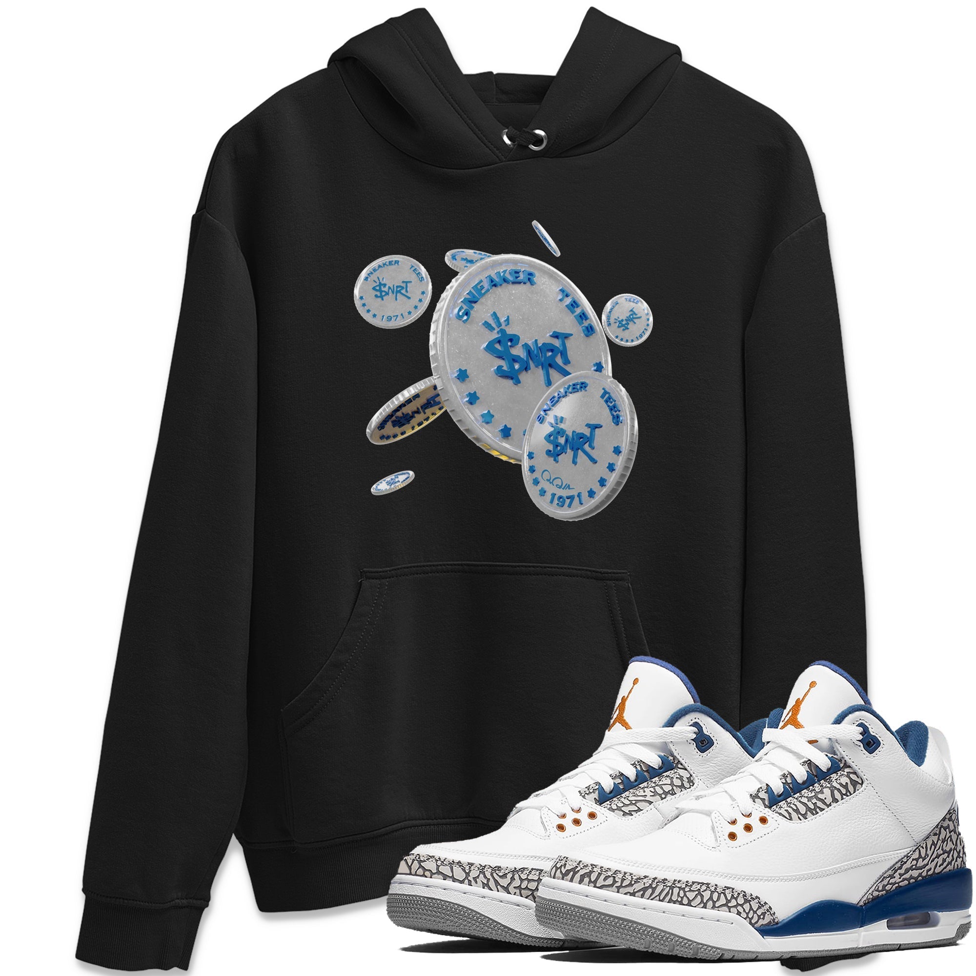 Air Jordan 3 Wizards Sneaker Match Tees Coin Drop Streetwear Sneaker Shirt AJ3 NBA Wizards  Sneaker Release Tees Unisex Shirts Black 1