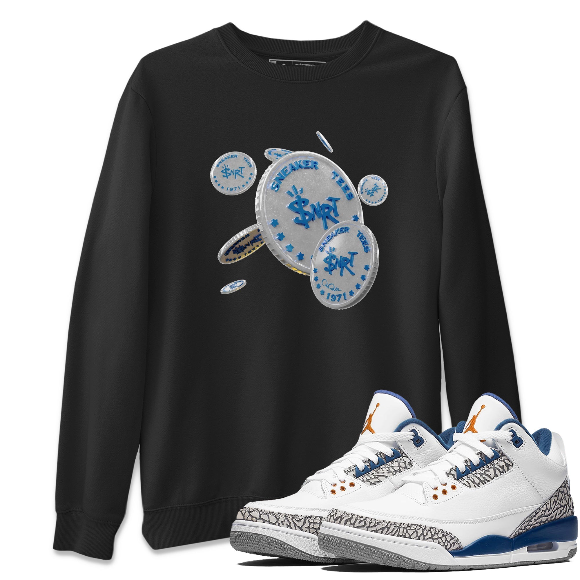 Air Jordan 3 Wizards Sneaker Match Tees Coin Drop Streetwear Sneaker Shirt AJ3 NBA Wizards  Sneaker Release Tees Unisex Shirts Black 1
