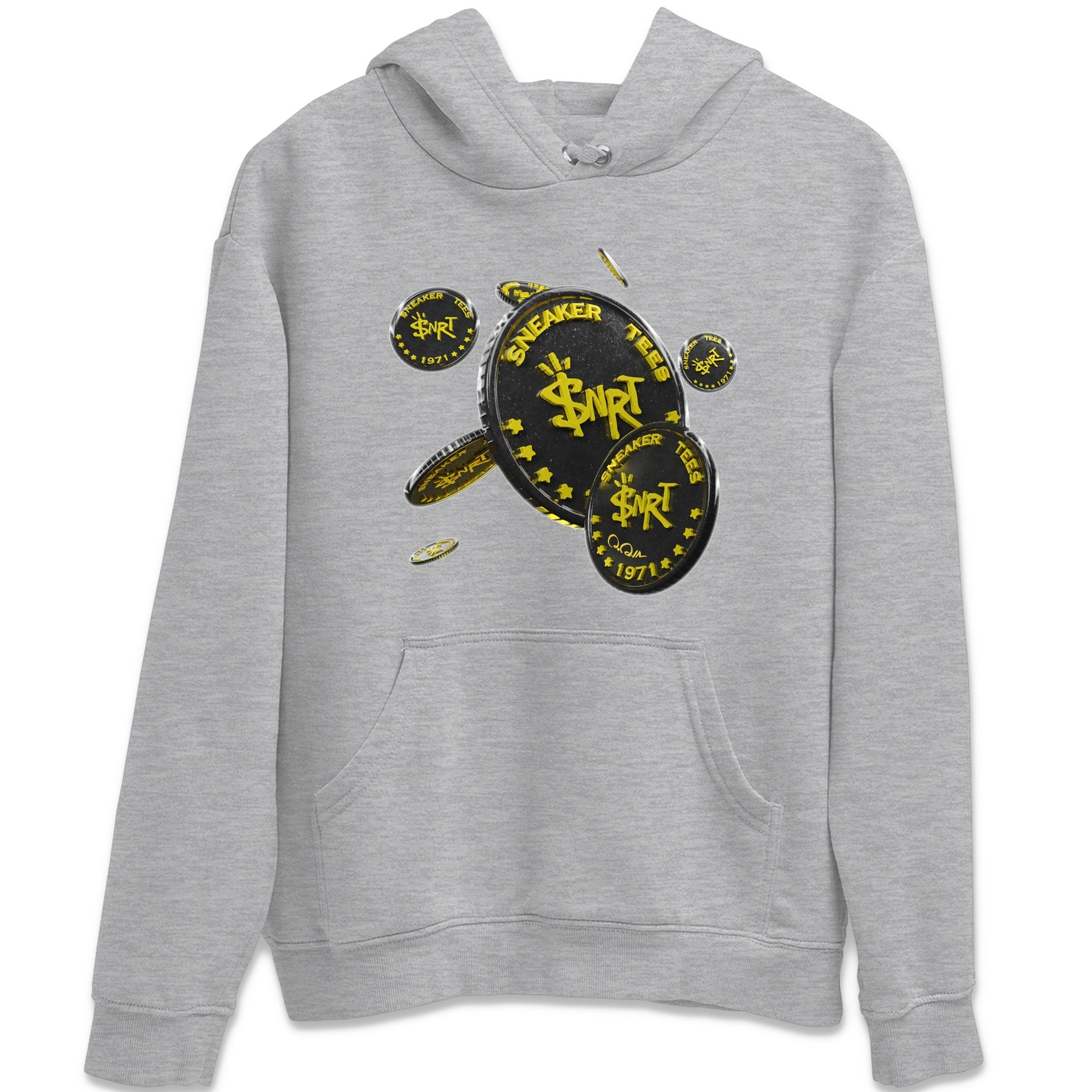 Air Jordan 4 Thunder Sneaker Match Tees Coin Drop Streetwear Sneaker Shirt AJ4 Thunder Jumpman Sneaker Release Tees Unisex Shirts Heather Grey 2