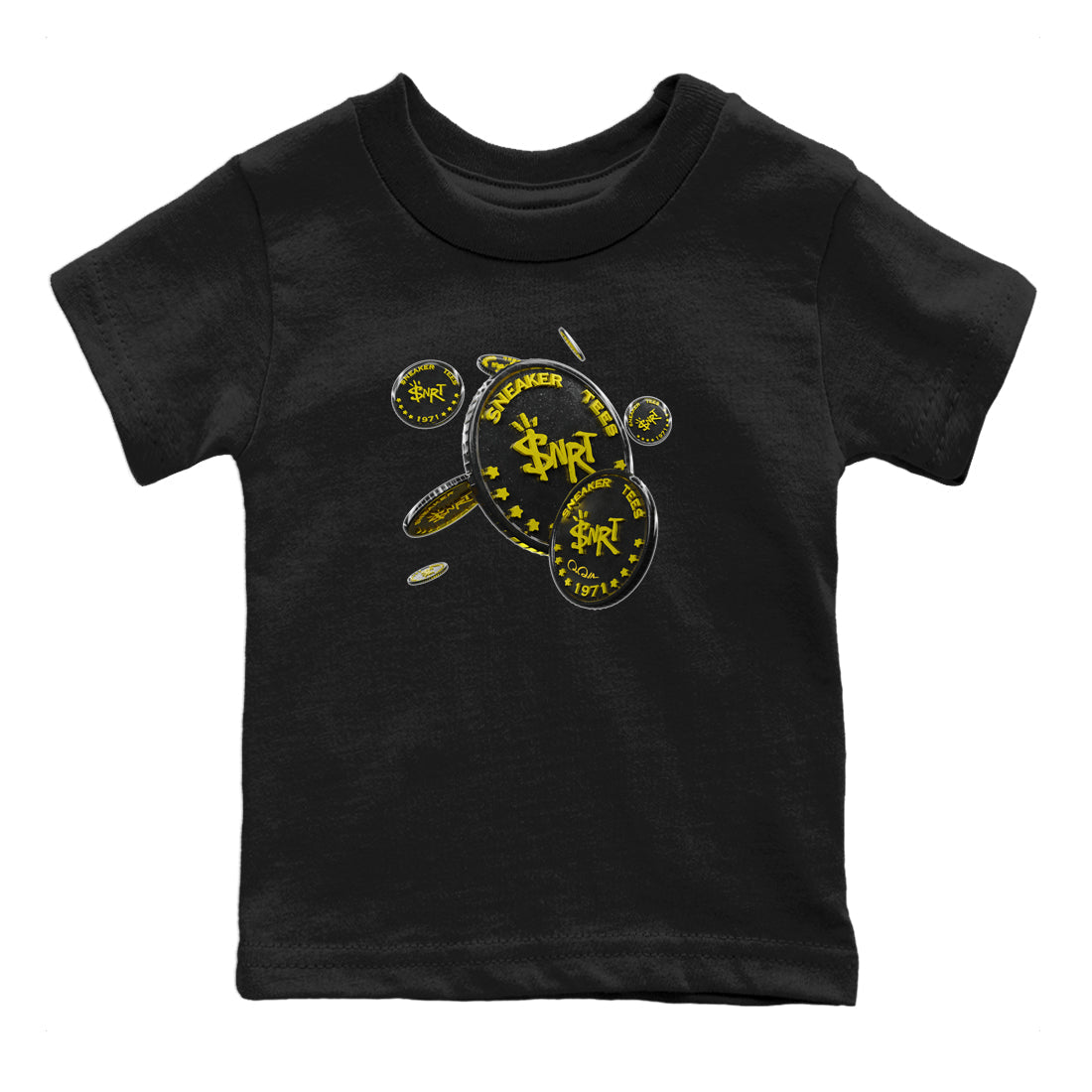 Air Jordan 4 Thunder Sneaker Match Tees Coin Drop Streetwear Sneaker Shirt AJ4 Thunder Jumpman Sneaker Release Tees Kids Shirts Black 2