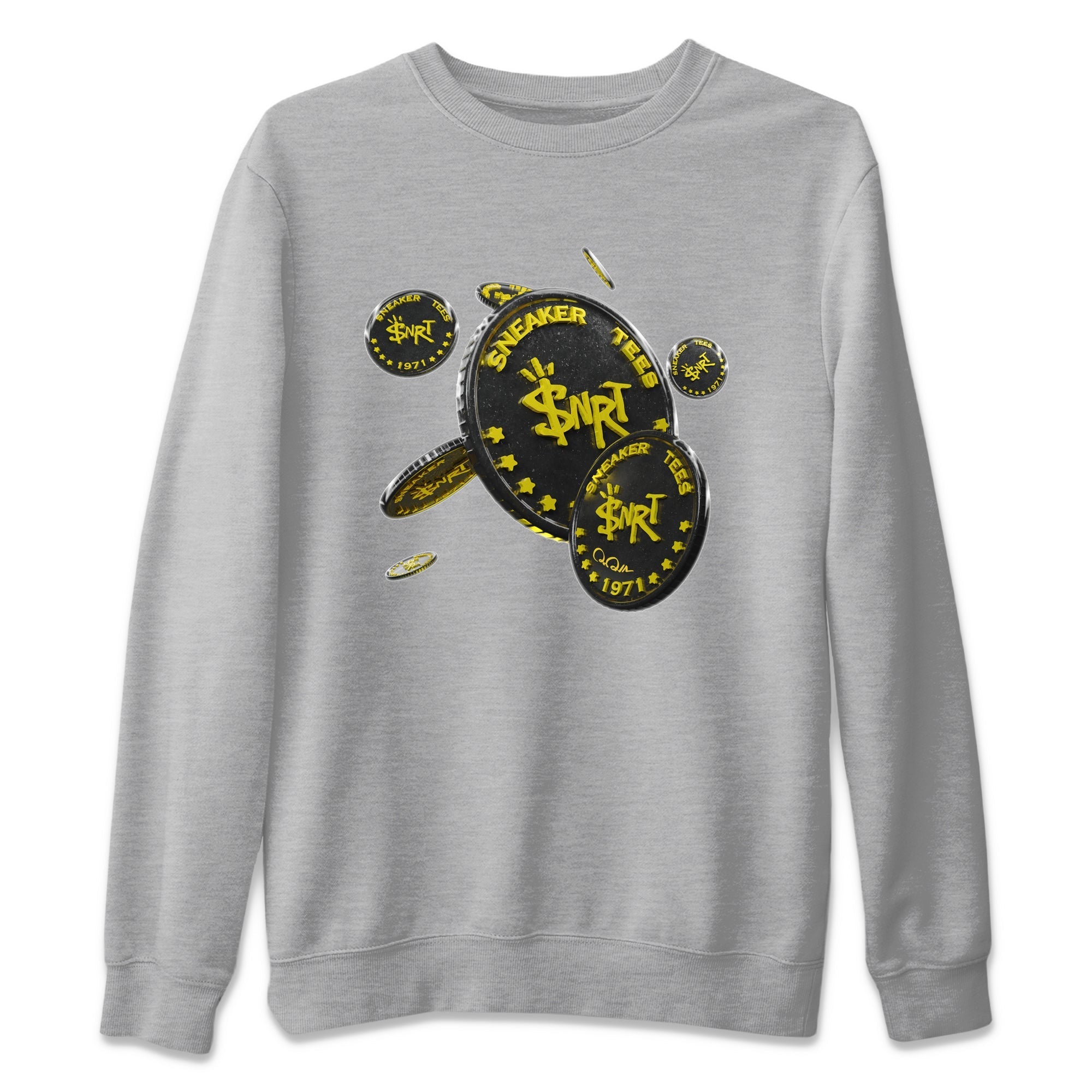 Air Jordan 4 Thunder Sneaker Match Tees Coin Drop Streetwear Sneaker Shirt AJ4 Thunder Jumpman Sneaker Release Tees Unisex Shirts Heather Grey 2