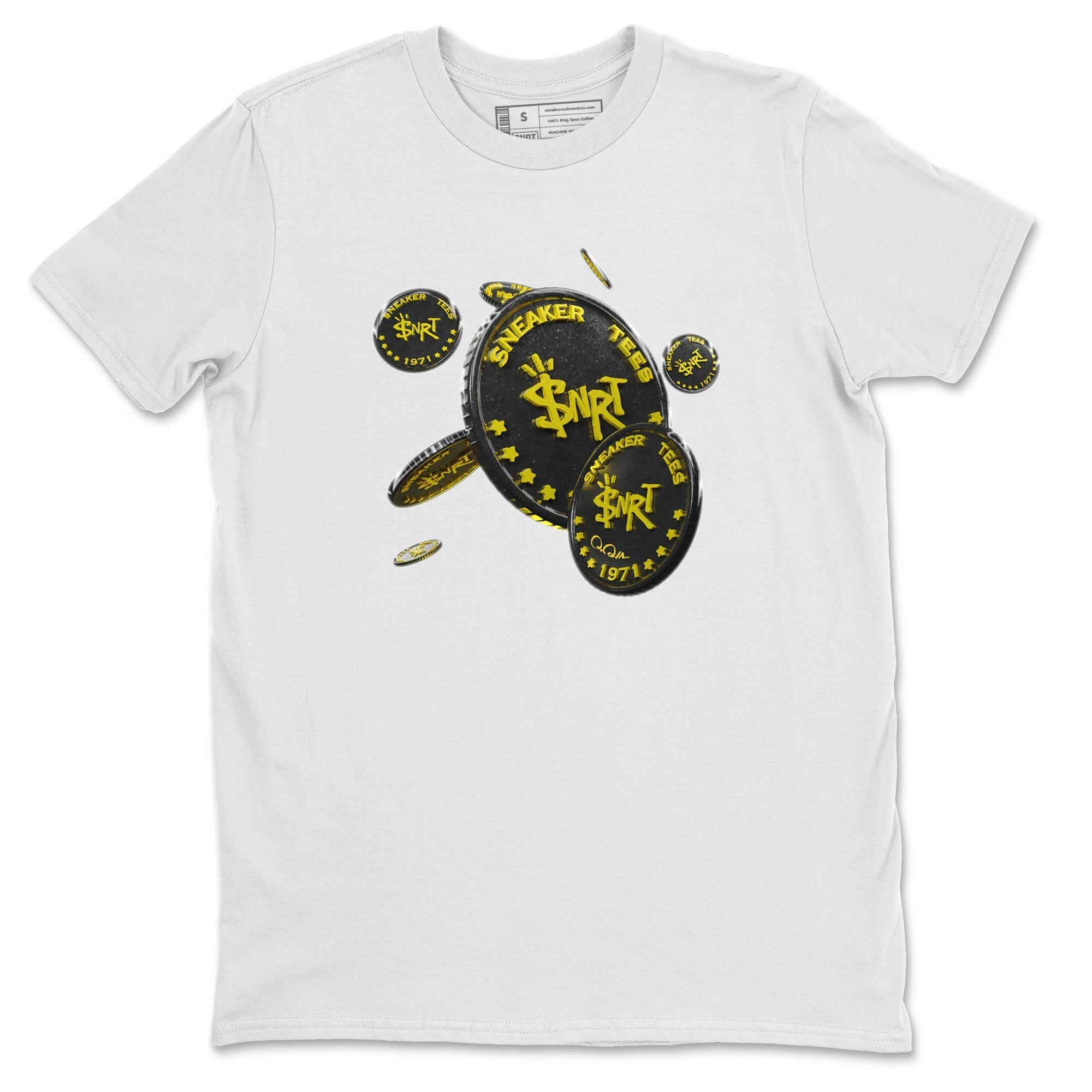 Air Jordan 4 Thunder Sneaker Match Tees Coin Drop Streetwear Sneaker Shirt AJ4 Thunder Jumpman Sneaker Release Tees Unisex Shirts White 2