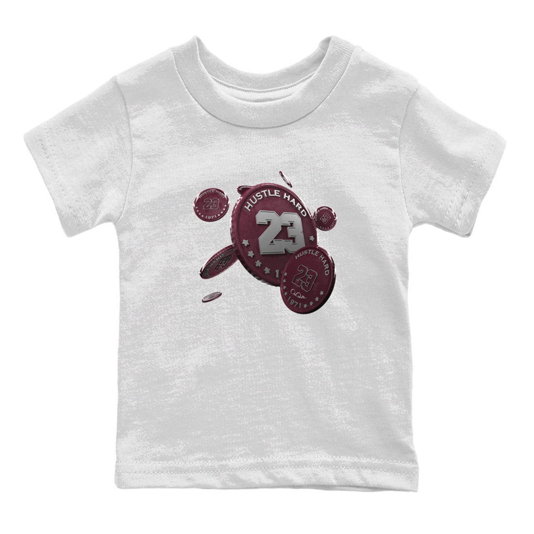 Air Jordan 5 Burgundy Sneaker Match Tees Coin Drop Sneaker Tees AJ5 Burgundy Sneaker Release Tees Kids Shirts White 2