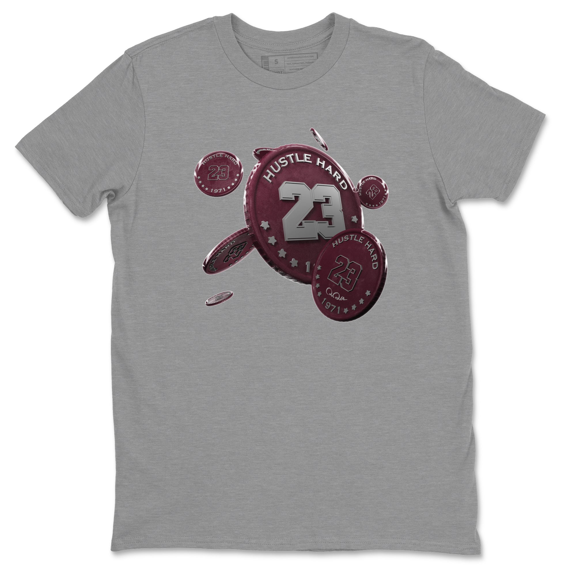 Air Jordan 5 Burgundy Sneaker Match Tees Coin Drop Sneaker Tees AJ5 Burgundy Sneaker Release Tees Unisex Shirts Heather Grey 2