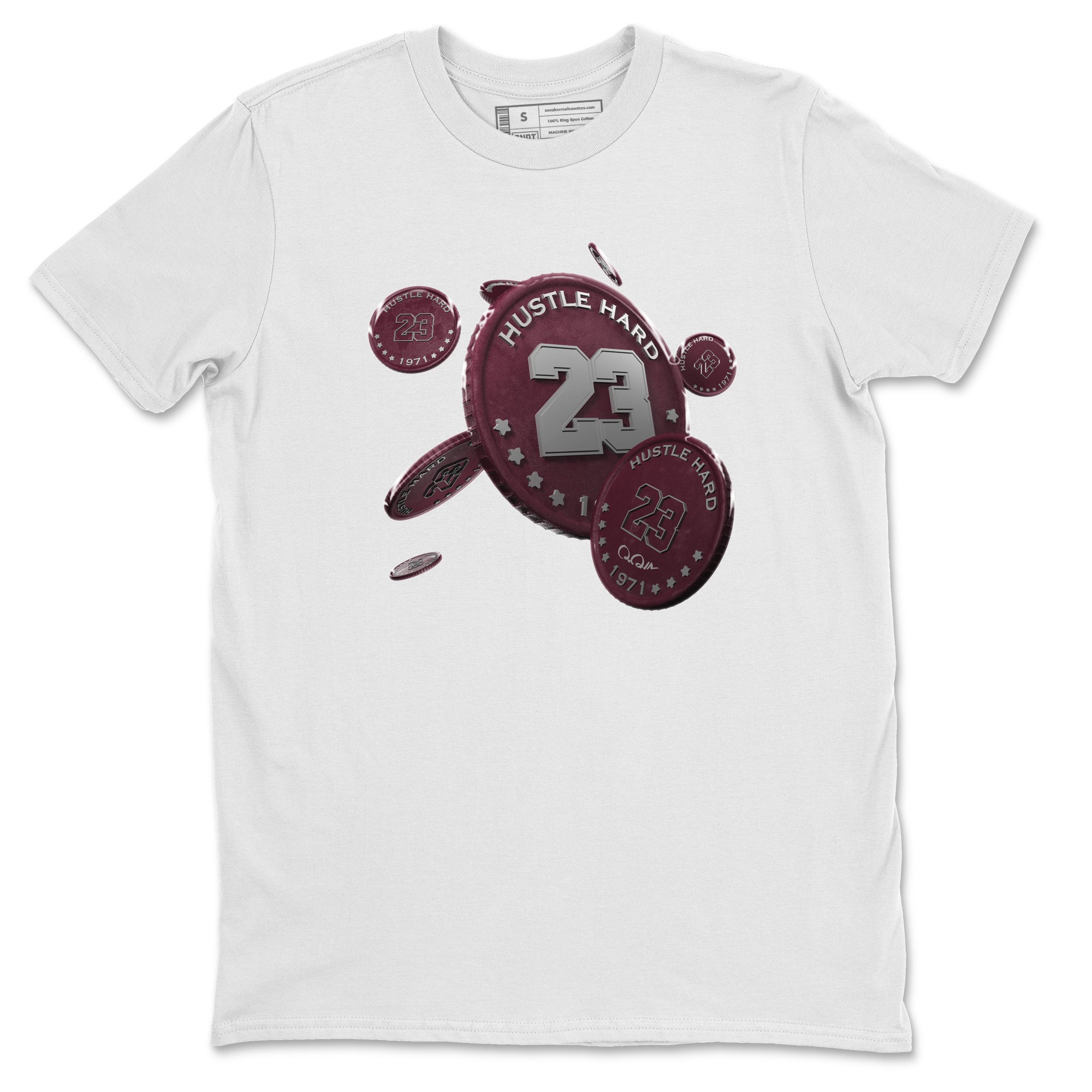 Air Jordan 5 Burgundy Sneaker Match Tees Coin Drop Sneaker Tees AJ5 Burgundy Sneaker Release Tees Unisex Shirts White 2