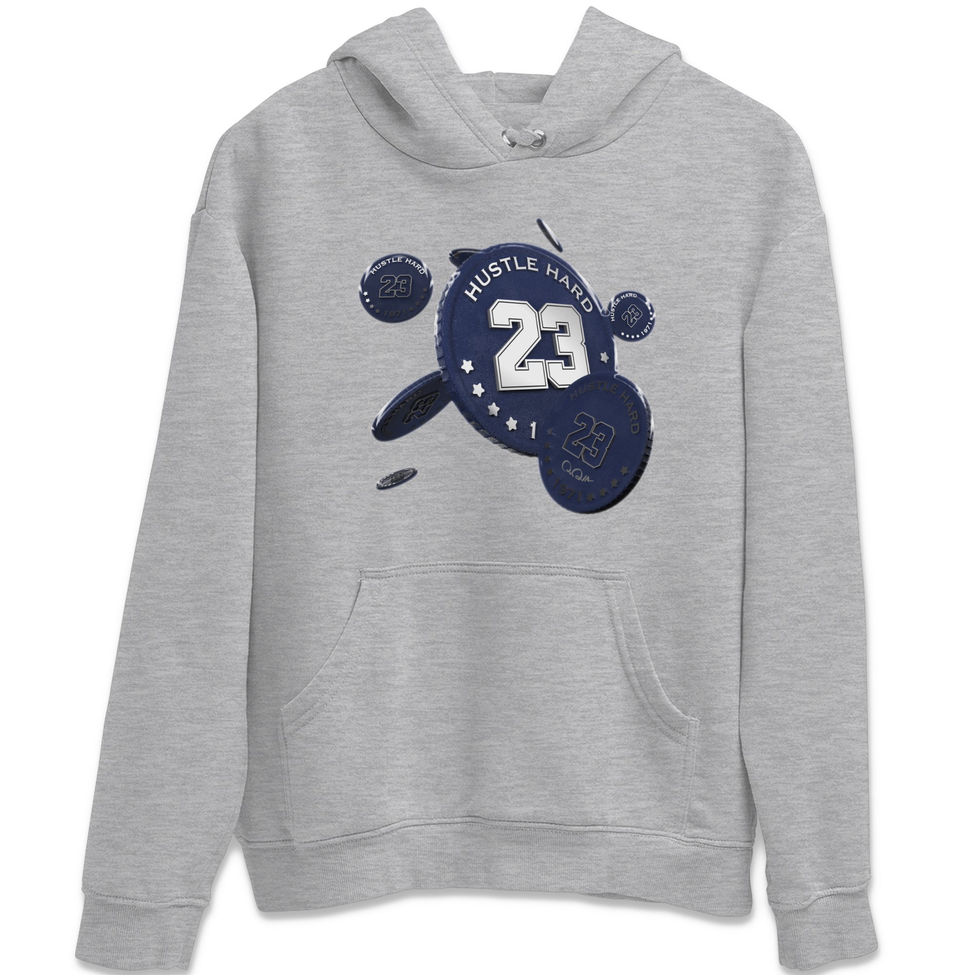 Air Jordan 5 Georgetown Sneaker Match Tees Coin Drop Streetwear Sneaker Shirt AJ5 Georgetown Sneaker Release Tees Unisex Shirts Heather Grey 2