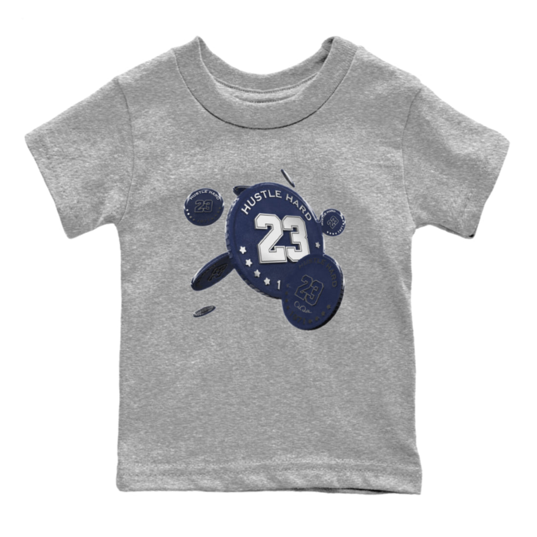 Air Jordan 5 Georgetown Sneaker Match Tees Coin Drop Streetwear Sneaker Shirt AJ5 Georgetown Sneaker Release Tees Kids Shirts Heather Grey 2