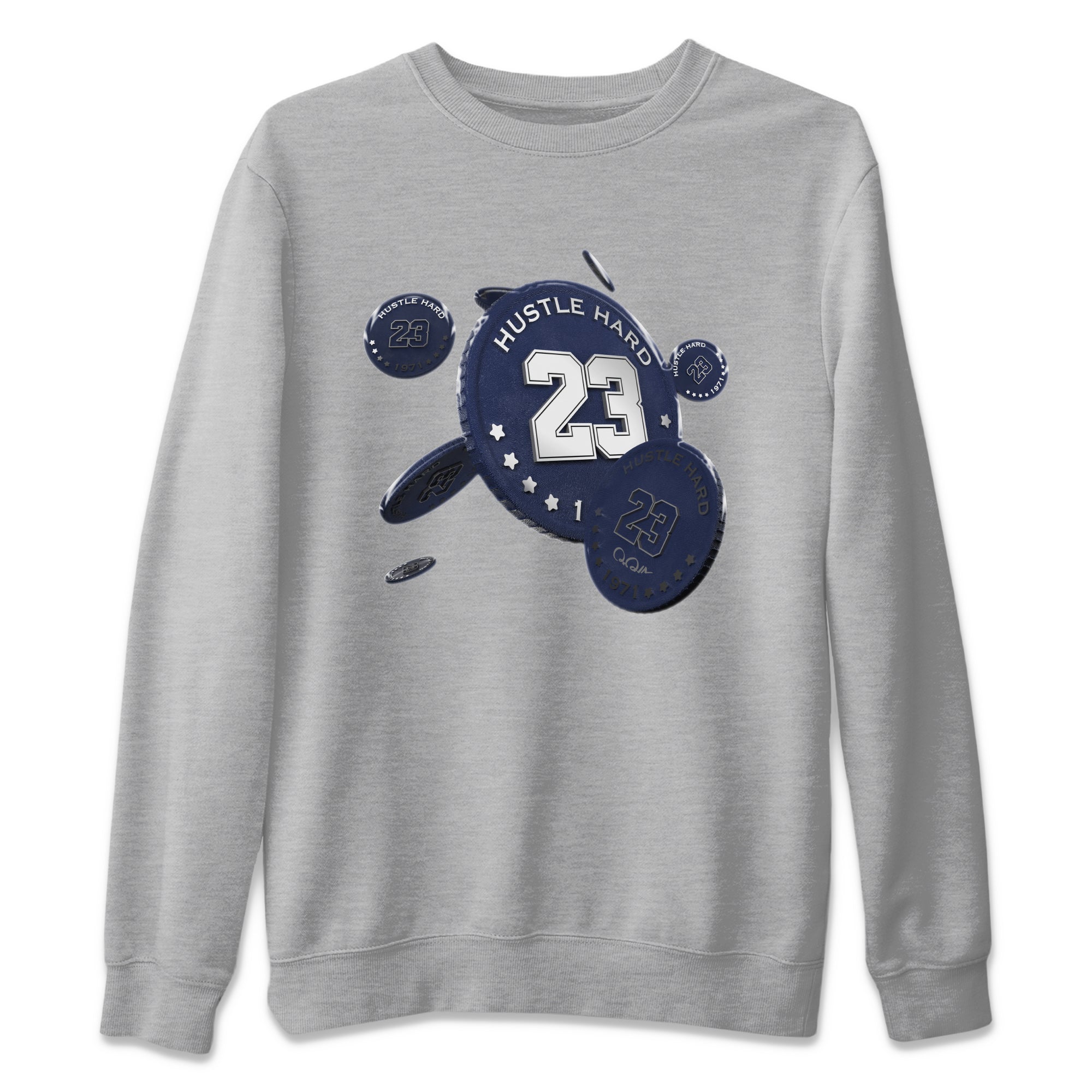 Air Jordan 5 Georgetown Sneaker Match Tees Coin Drop Streetwear Sneaker Shirt AJ5 Georgetown Sneaker Release Tees Unisex Shirts Heather Grey 2