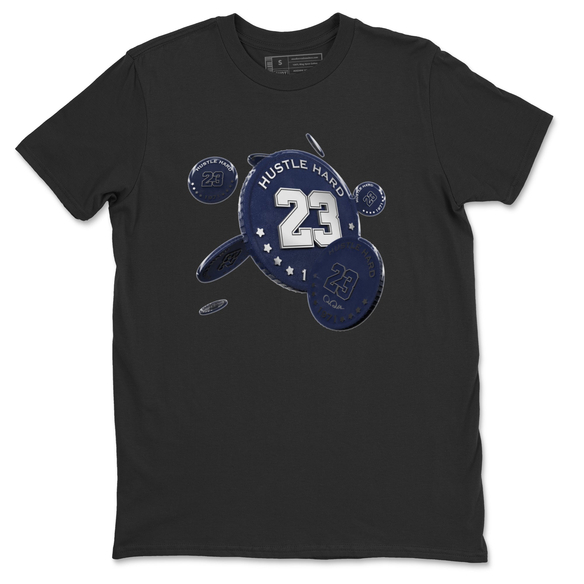 Air Jordan 5 Georgetown Sneaker Match Tees Coin Drop Streetwear Sneaker Shirt AJ5 Georgetown Sneaker Release Tees Unisex Shirts Black 2