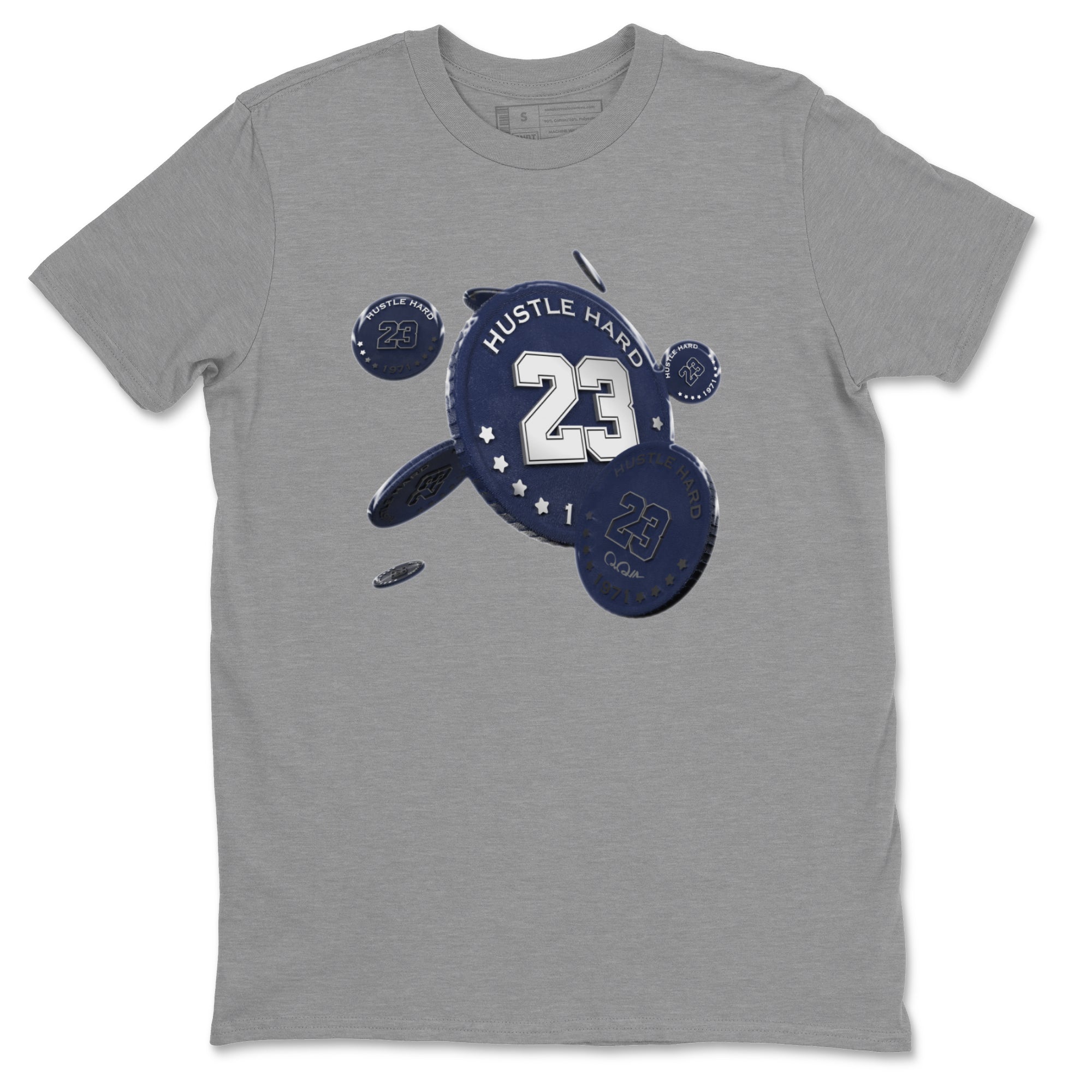Air Jordan 5 Georgetown Sneaker Match Tees Coin Drop Streetwear Sneaker Shirt AJ5 Georgetown Sneaker Release Tees Unisex Shirts Heather Grey 2