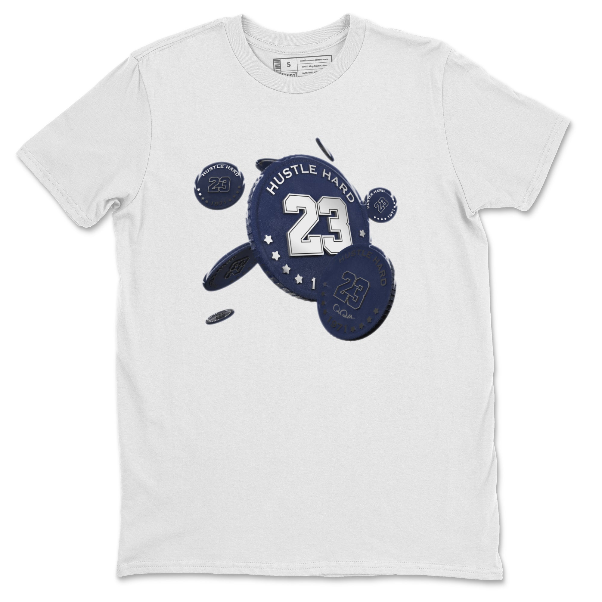 Air Jordan 5 Georgetown Sneaker Match Tees Coin Drop Streetwear Sneaker Shirt AJ5 Georgetown Sneaker Release Tees Unisex Shirts White 2