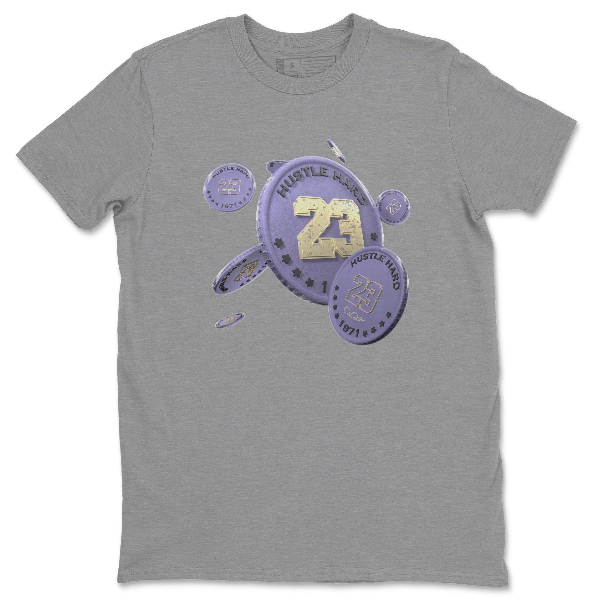 Air Jordan 5 Indigo Haze Sneaker Match Tees Coin Drop Sneaker Tees AJ5 Indigo Haze Sneaker Release Tees Unisex Shirts Heather Grey 2