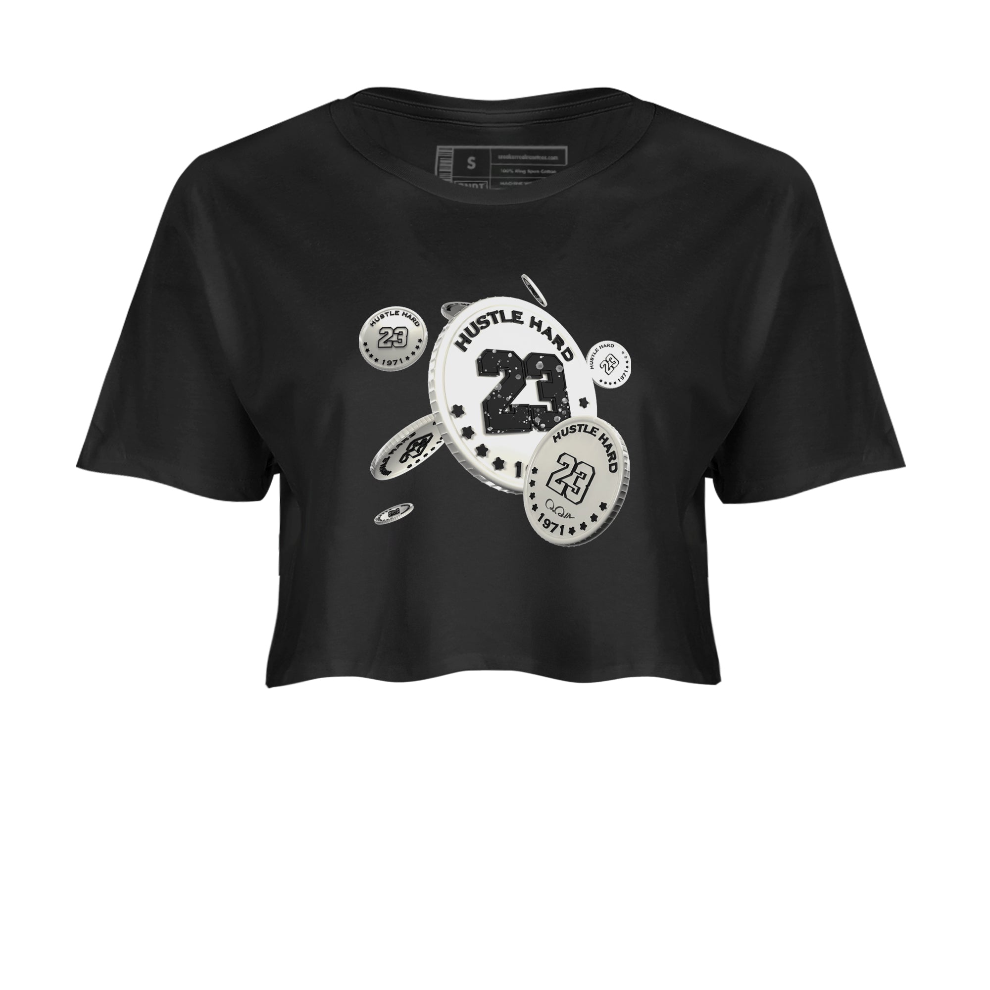 5s Sail shirt to match jordans Coin Drop sneaker tees Air Jordan 5 Sail Drip Gear Zone Black 2 crop length shirt