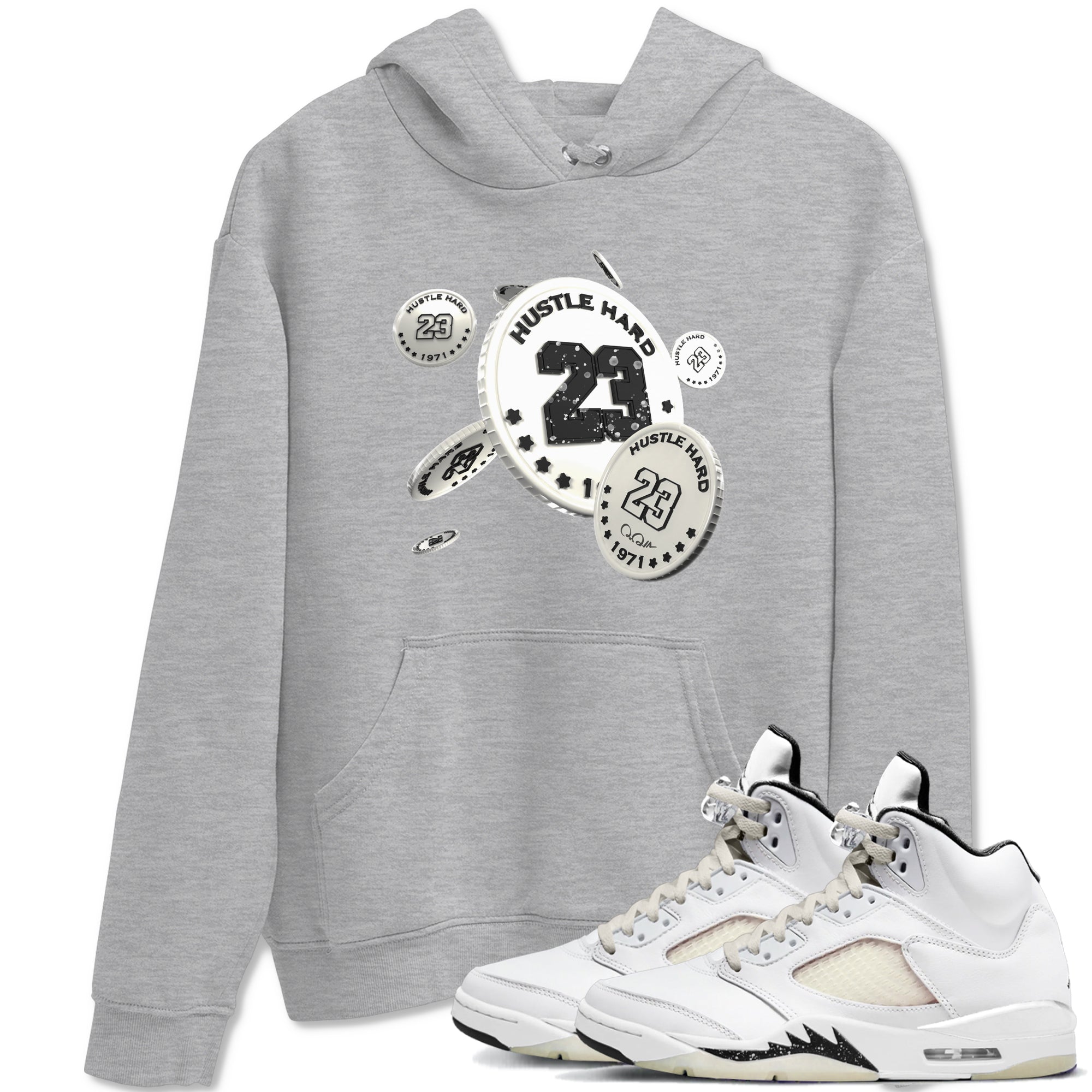 5s Sail shirt to match jordans Coin Drop sneaker tees Air Jordan 5 Sail Drip Gear Zone unisex cotton Heather Grey 1 crew neck shirt