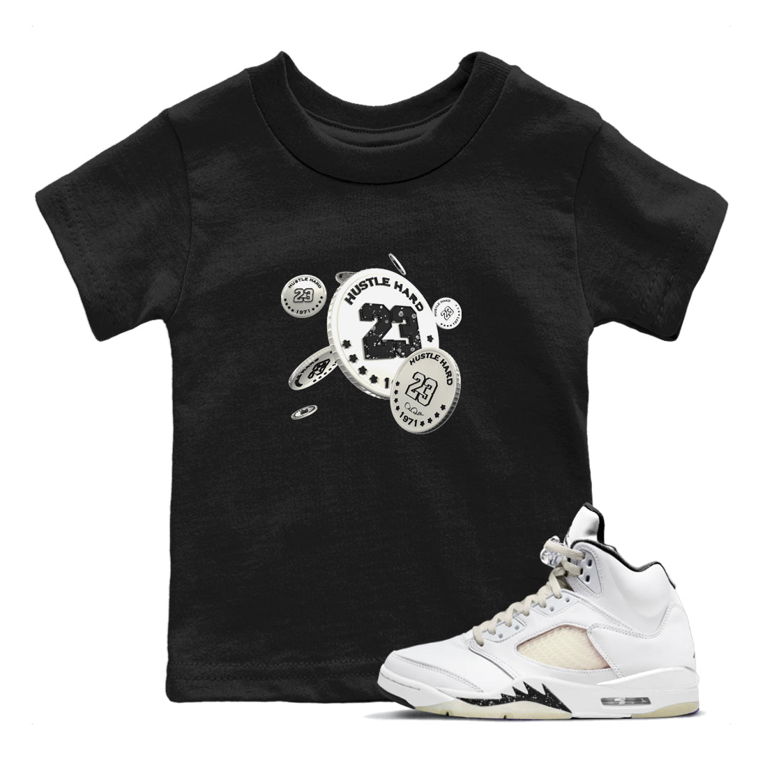 5s Sail shirt to match jordans Coin Drop sneaker tees Air Jordan 5 Sail Drip Gear Zone baby toddler Black 1 cotton Shirt