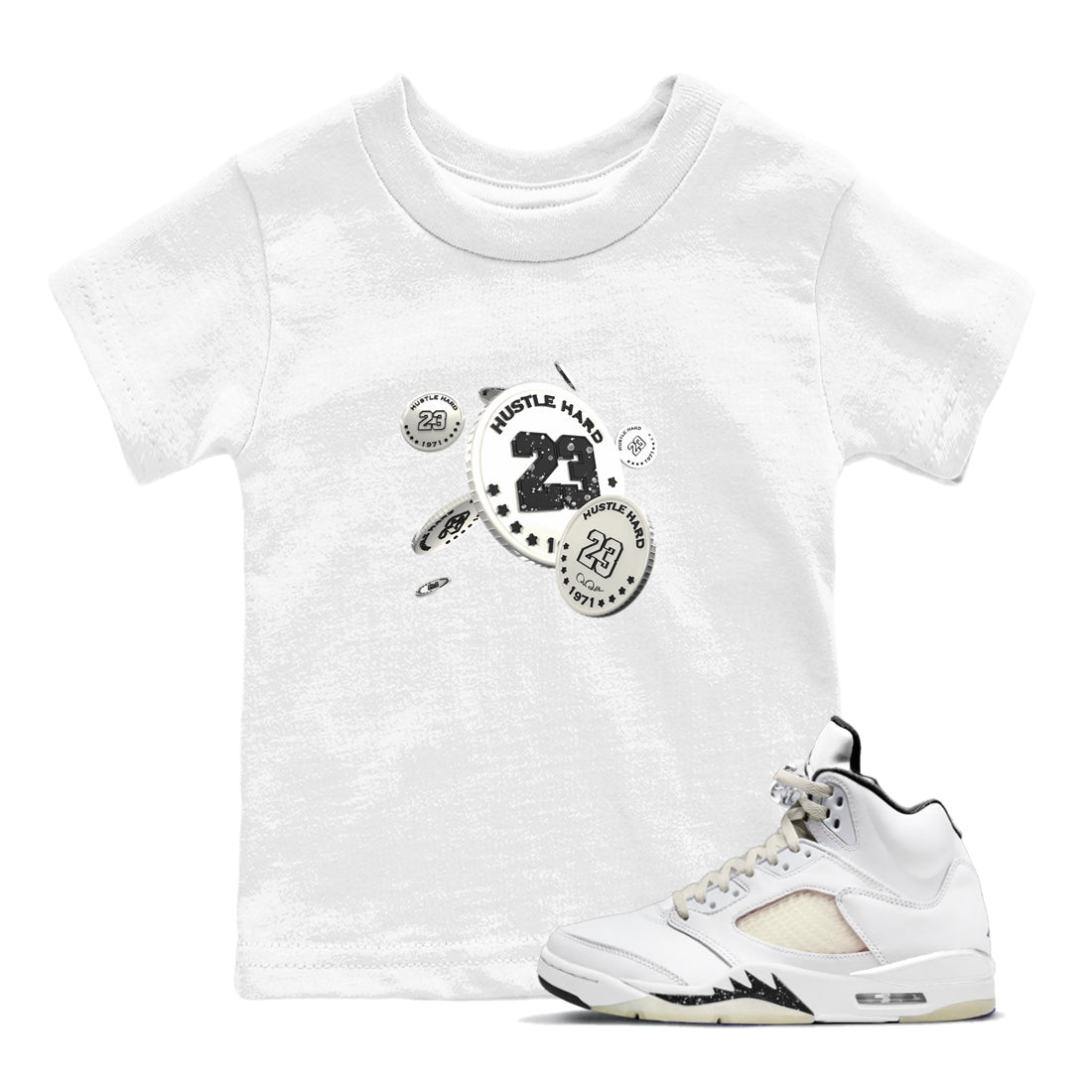 5s Sail shirt to match jordans Coin Drop sneaker tees Air Jordan 5 Sail Drip Gear Zone baby toddler White 1 cotton Shirt