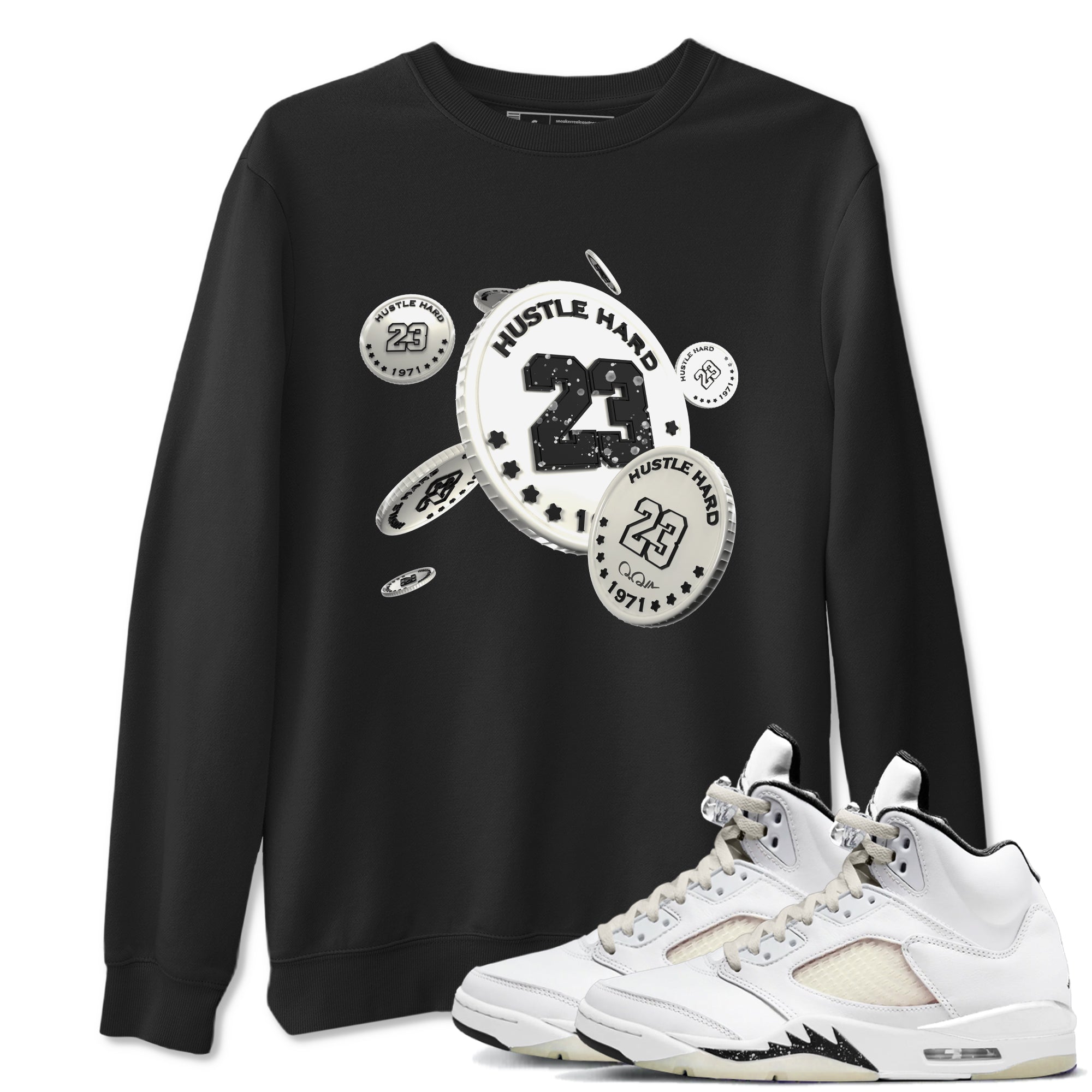 5s Sail shirt to match jordans Coin Drop sneaker tees Air Jordan 5 Sail Drip Gear Zone unisex cotton Black 1 crew neck shirt