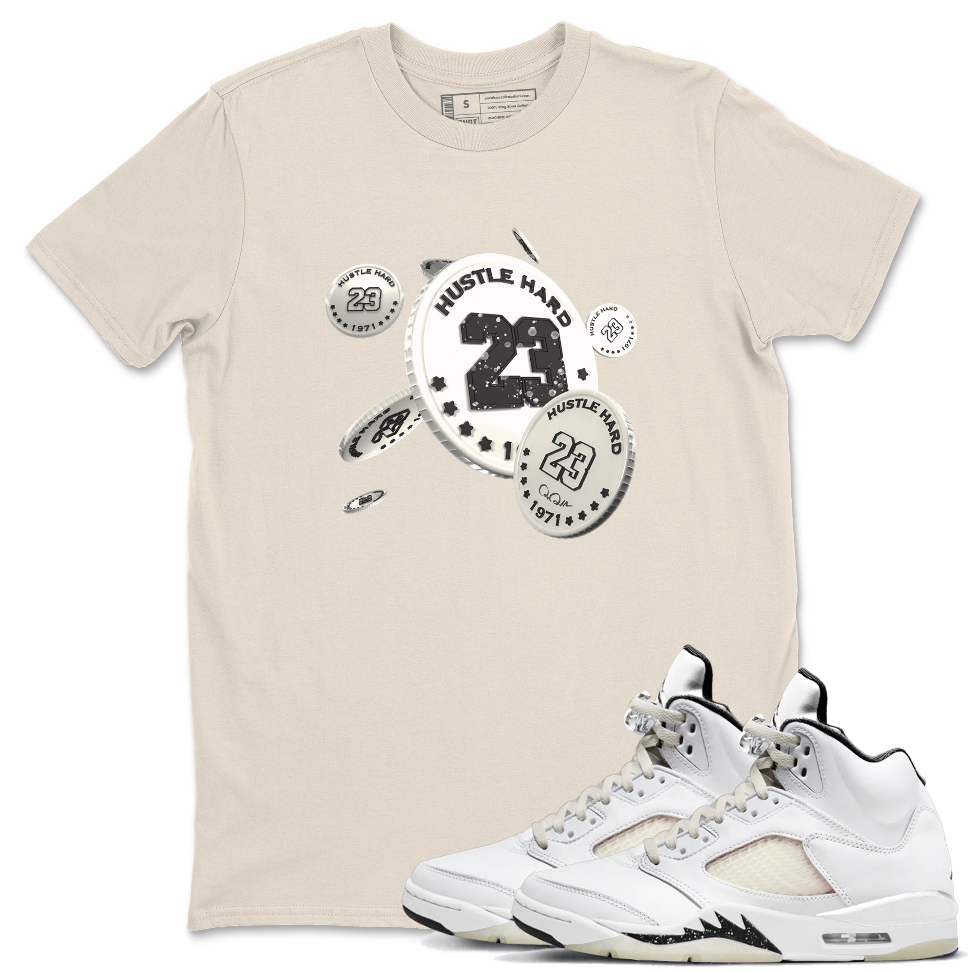 5s Sail shirt to match jordans Coin Drop sneaker tees Air Jordan 5 Sail Drip Gear Zone unisex cotton Natural 1 crew neck shirt