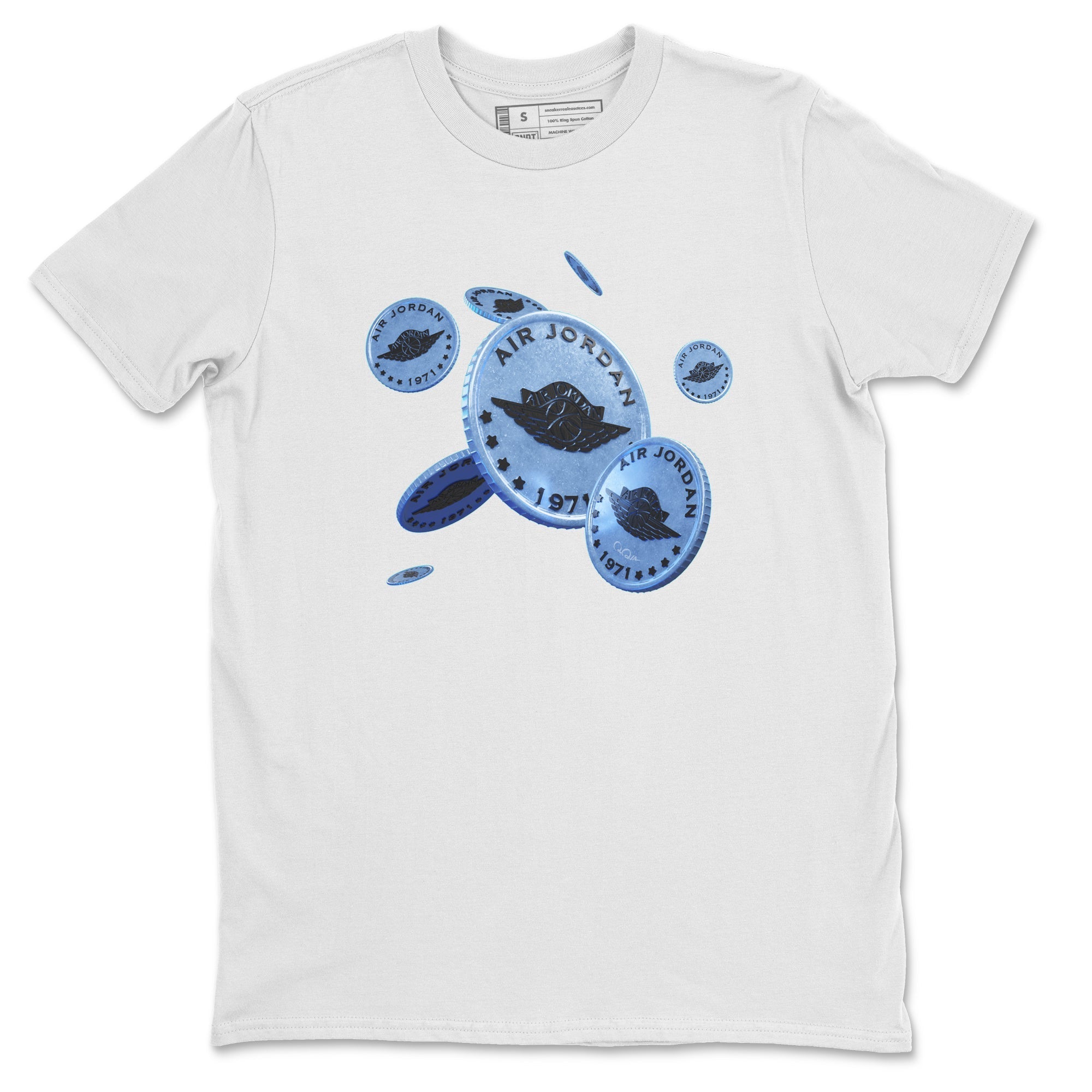 Air Jordan 5 UNC Shirt To Match Jordans Coin Drop Sneaker Tees AJ5 UNC Drip Gear Zone Sneaker Matching Clothing Unisex Shirts White 2