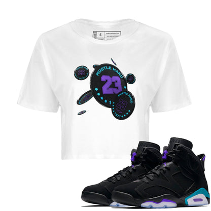 Air Jordan 6 Aqua Sneaker Match Tees Coin Drop Sneaker Tees AJ6 Aqua Sneaker Release Tees Women's Shirts White 1