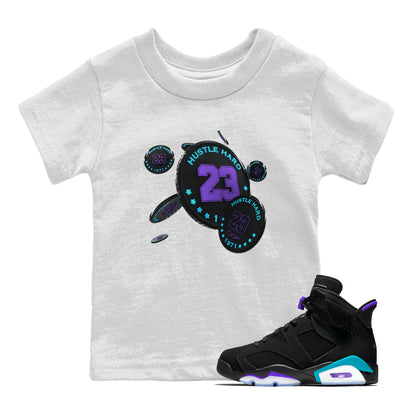 Air Jordan 6 Aqua Sneaker Match Tees Coin Drop Sneaker Tees AJ6 Aqua Sneaker Release Tees Kids Shirts White 1