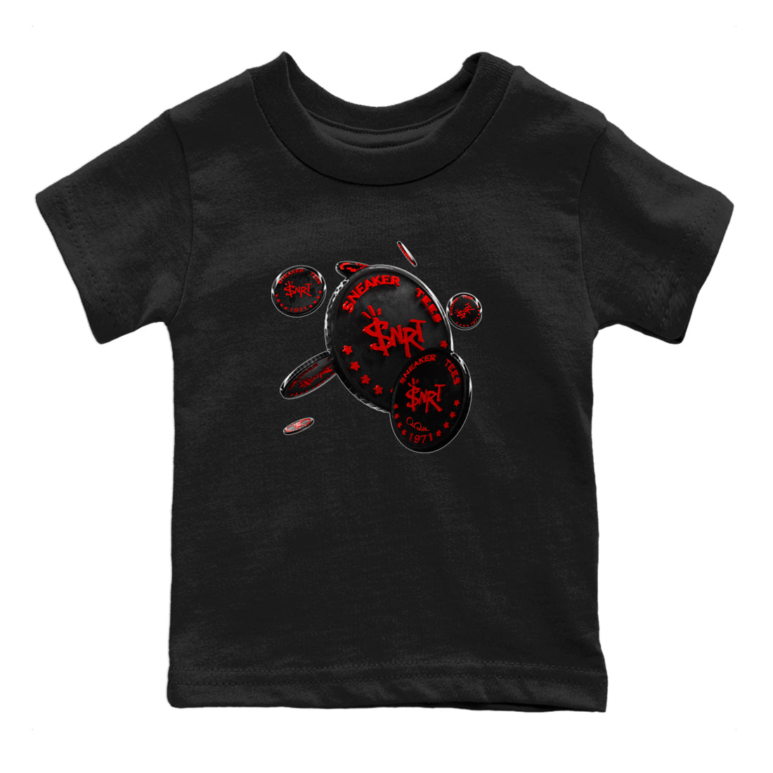 Air Jordan 6 Toro Bravo Sneaker Match Tees Coin Drop Streetwear Sneaker Shirt 3D Graphic Design Shirts AJ6 Toro Bravo Sneaker Release Tees Kids Shirts Black 2