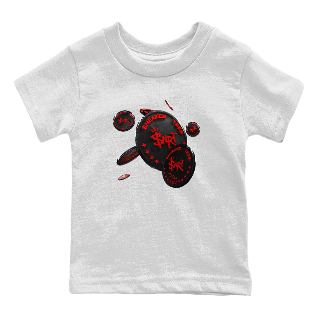Air Jordan 6 Toro Bravo Sneaker Match Tees Coin Drop Streetwear Sneaker Shirt 3D Graphic Design Shirts AJ6 Toro Bravo Sneaker Release Tees Kids Shirts White 2