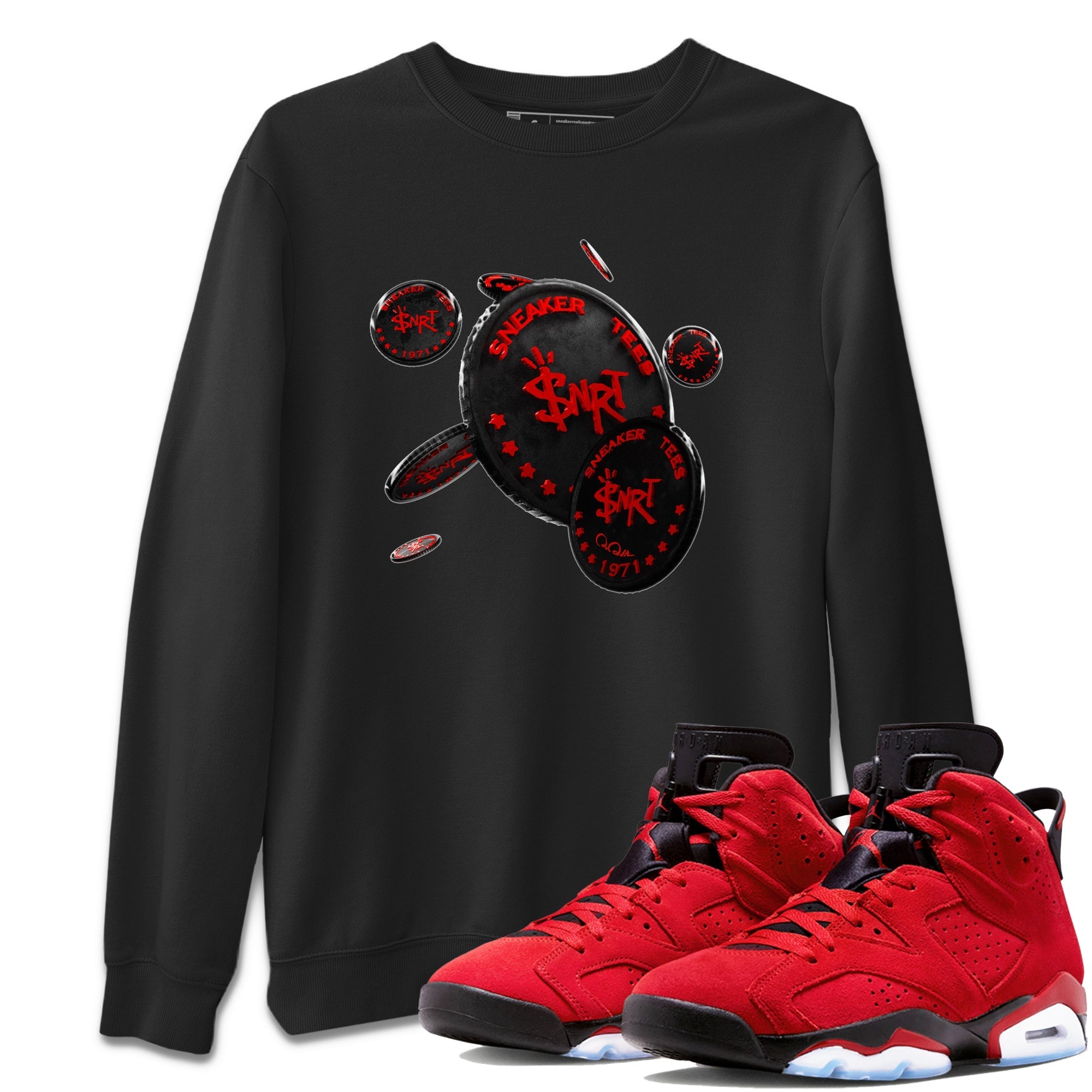 Air Jordan 6 Toro Bravo Sneaker Match Tees Coin Drop Streetwear Sneaker Shirt 3D Graphic Design Shirts AJ6 Toro Bravo Sneaker Release Tees Unisex Shirts Black 1