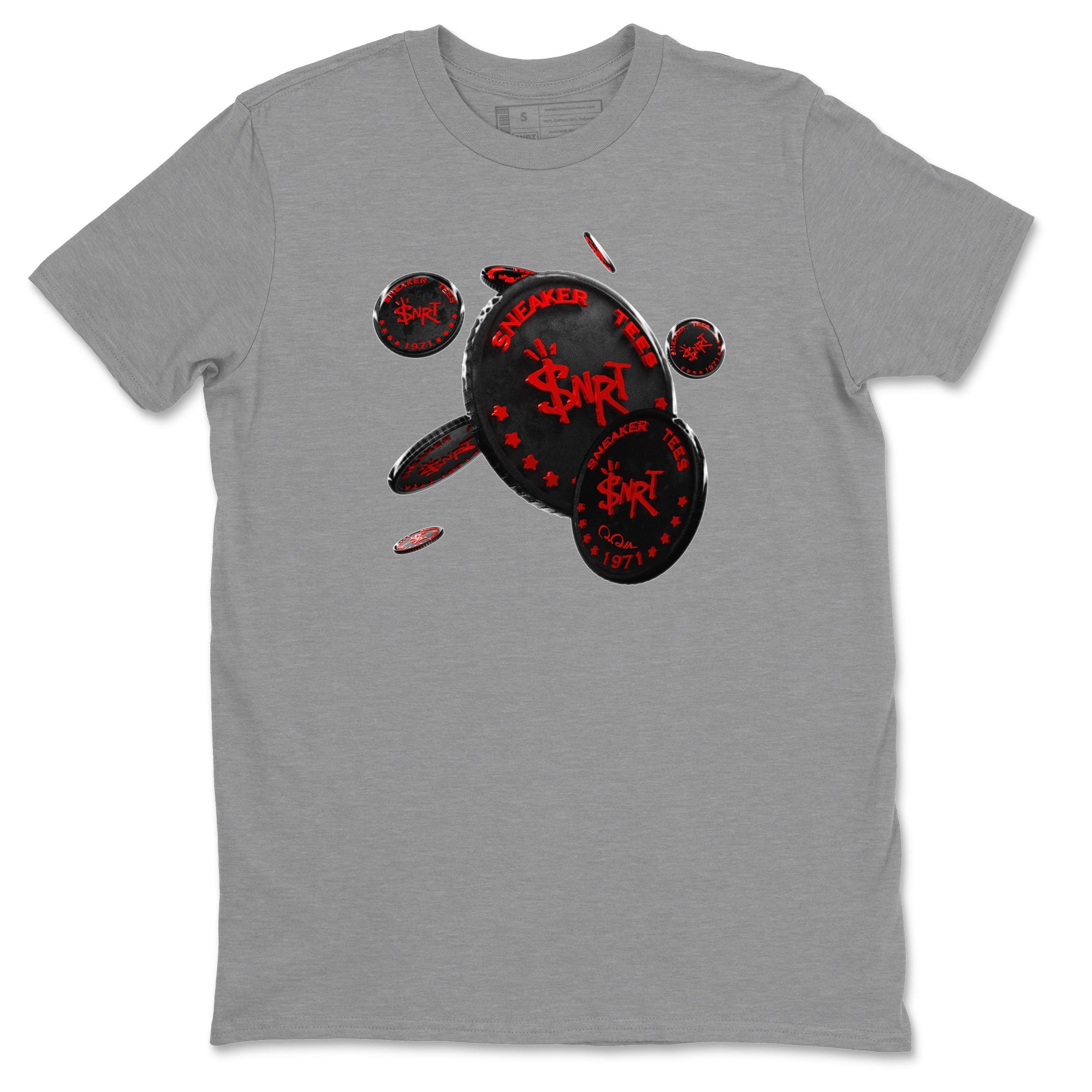 Air Jordan 6 Toro Bravo Sneaker Match Tees Coin Drop Streetwear Sneaker Shirt 3D Graphic Design Shirts AJ6 Toro Bravo Sneaker Release Tees Unisex Shirts Heather Grey 2