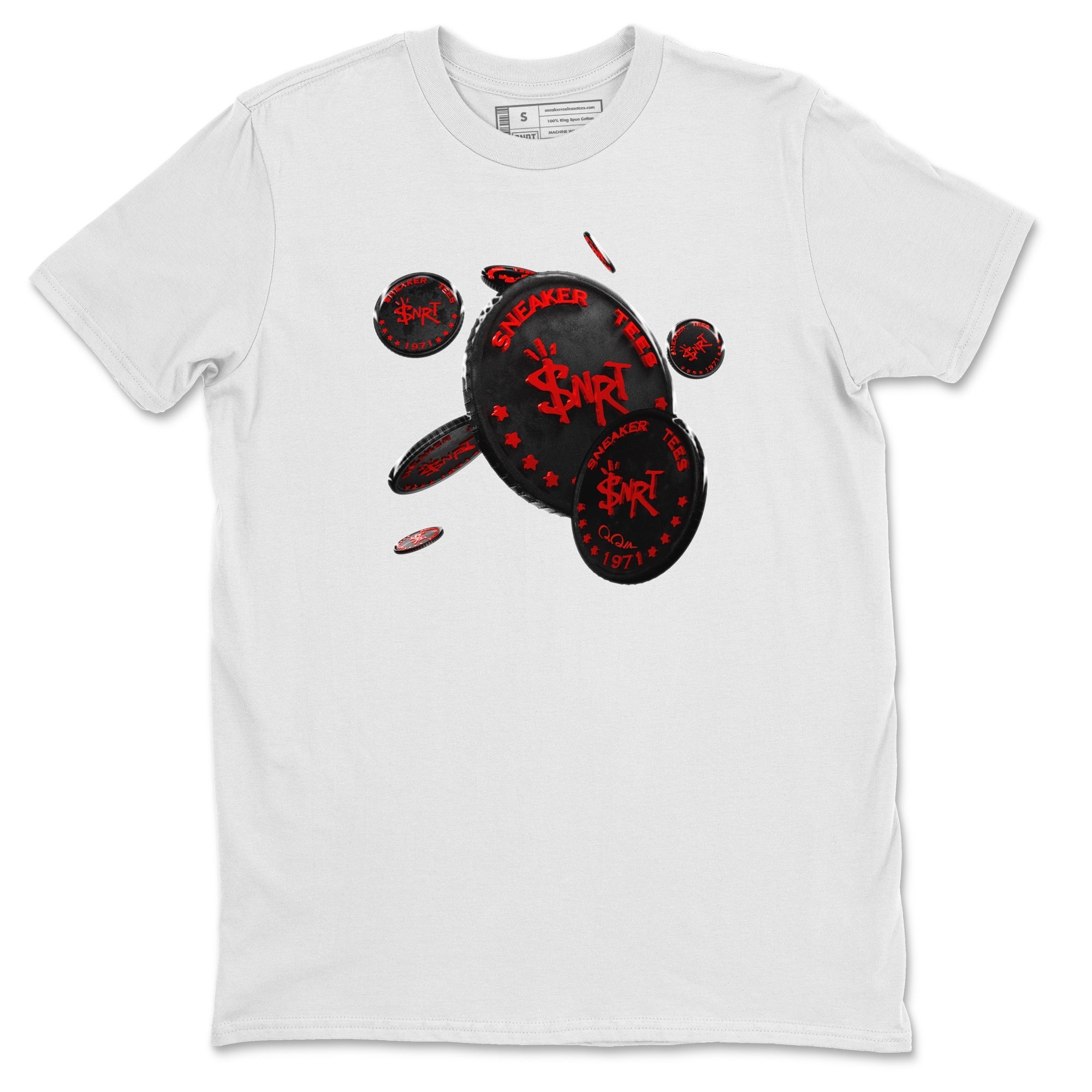 Air Jordan 6 Toro Bravo Sneaker Match Tees Coin Drop Streetwear Sneaker Shirt 3D Graphic Design Shirts AJ6 Toro Bravo Sneaker Release Tees Unisex Shirts White 2