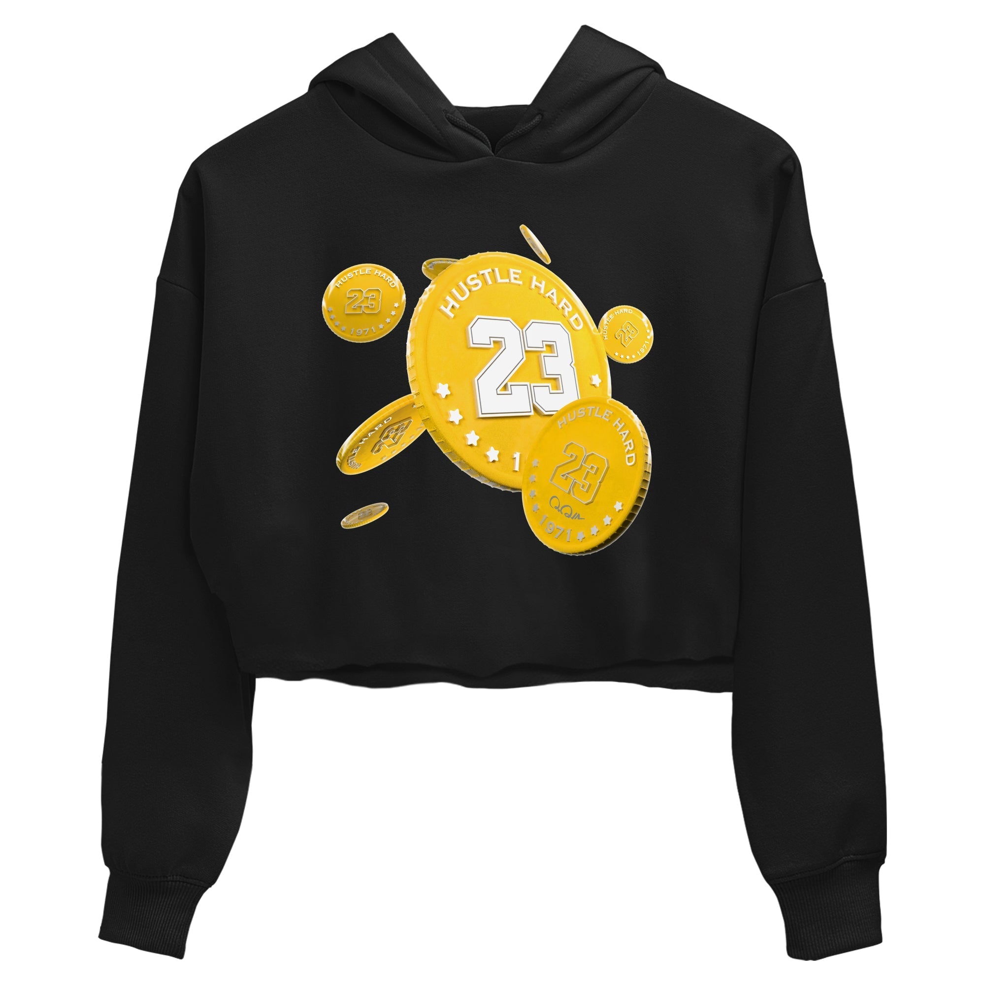 6s Yellow Ochre shirt to match jordans Coin Drop sneaker tees streetwear brand Air Jordan 6 Yellow Ochre Drip Gear Zone Brand Black 2 Crop T-Shirt