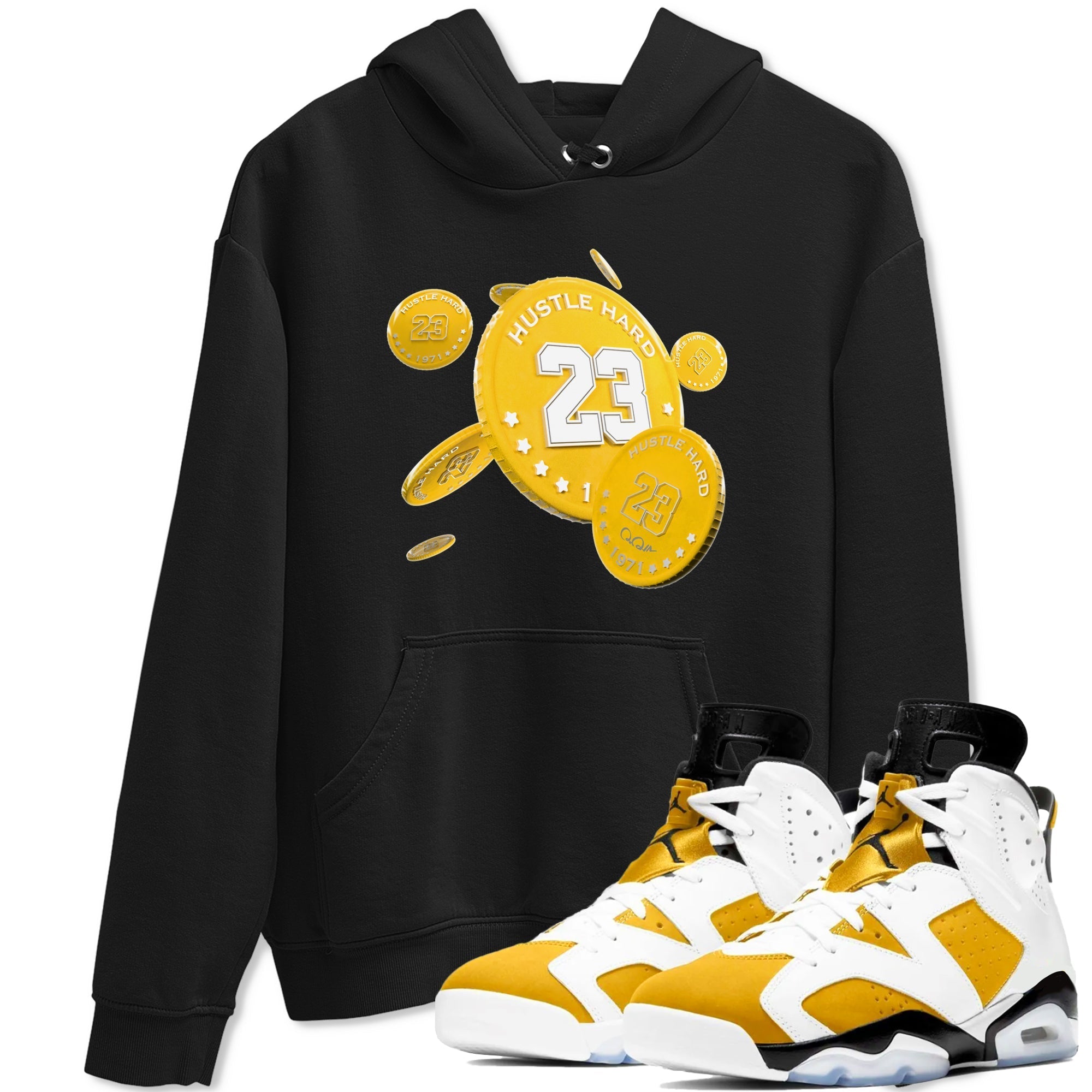 6s Yellow Ochre shirt to match jordans Coin Drop sneaker tees streetwear brand Air Jordan 6 Yellow Ochre Drip Gear Zone Brand Unisex Black 1 T-Shirt