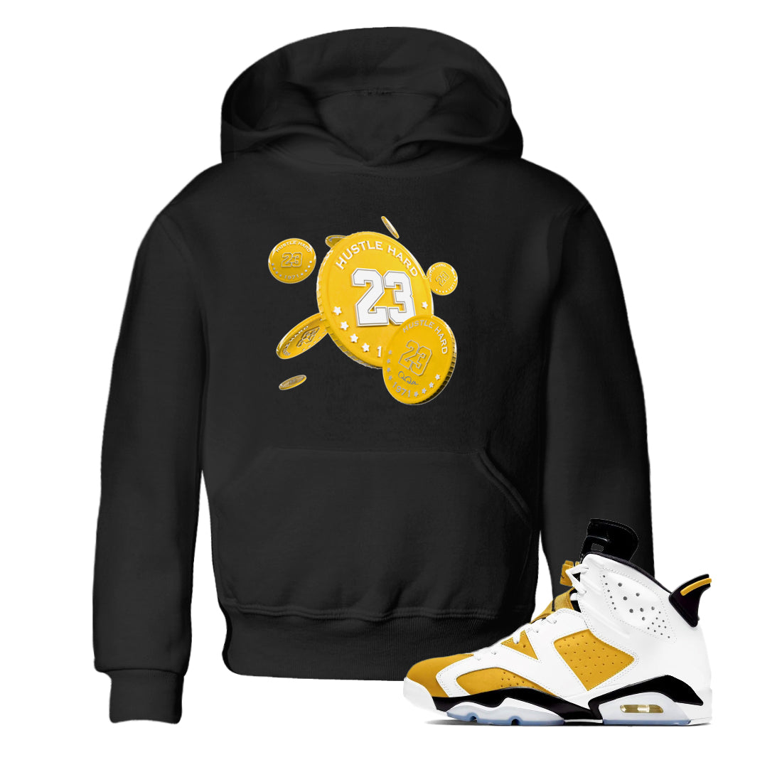 6s Yellow Ochre shirt to match jordans Coin Drop sneaker tees streetwear brand Air Jordan 6 Yellow Ochre Drip Gear Zone Brand Baby Toddler Black 1 T-Shirt