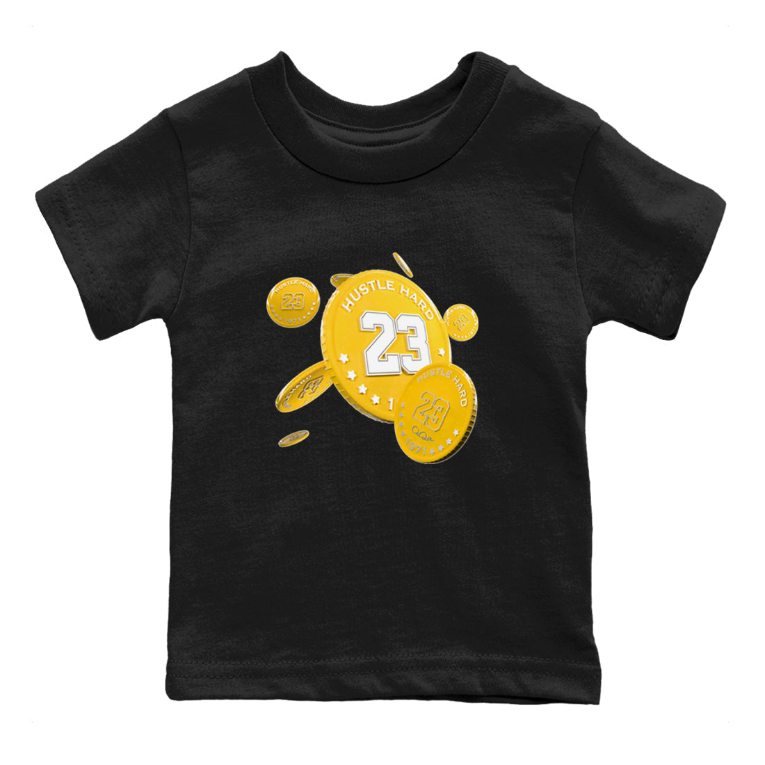 6s Yellow Ochre shirt to match jordans Coin Drop sneaker tees streetwear brand Air Jordan 6 Yellow Ochre Drip Gear Zone Brand Baby Toddler Black 2 T-Shirt