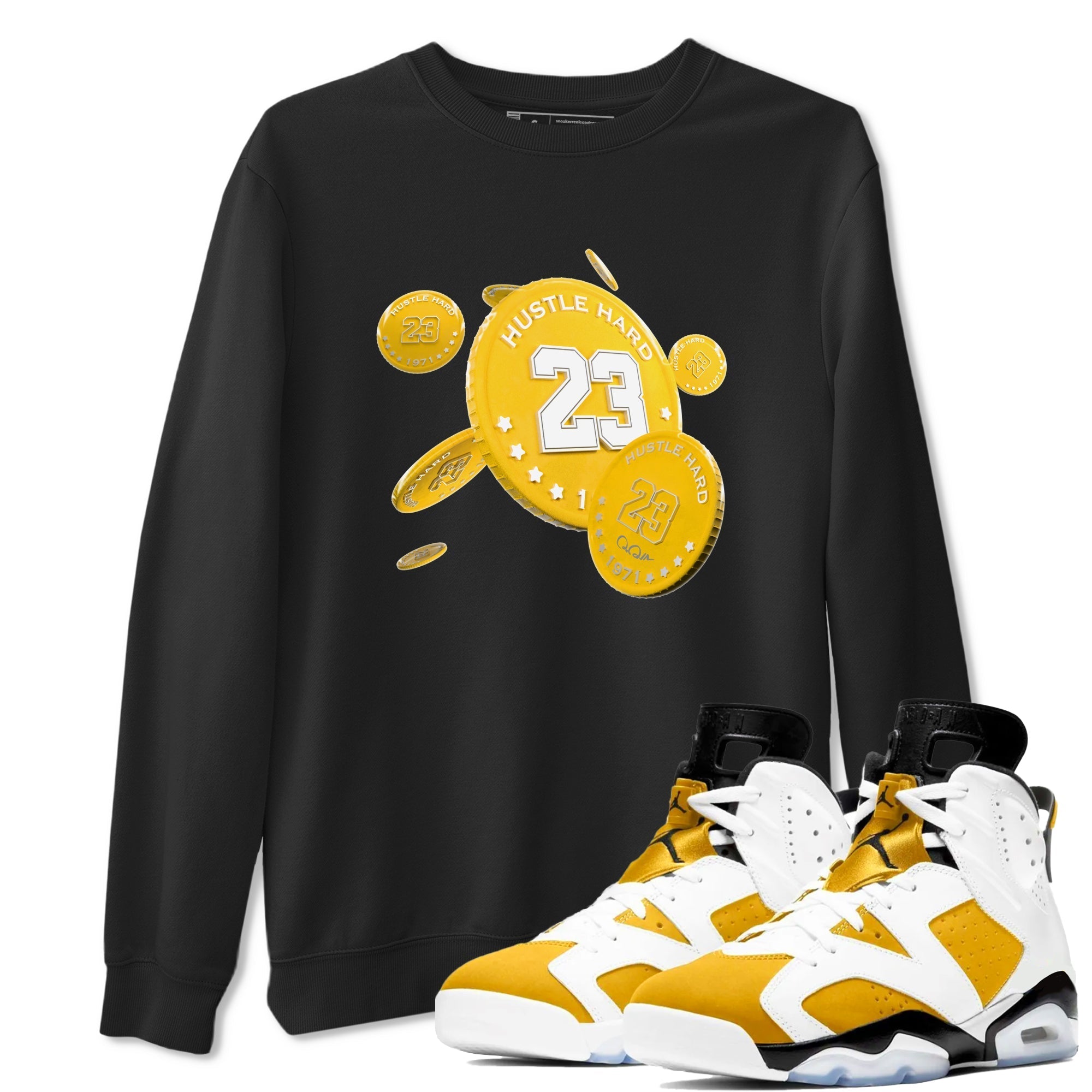 6s Yellow Ochre shirt to match jordans Coin Drop sneaker tees streetwear brand Air Jordan 6 Yellow Ochre Drip Gear Zone Brand Unisex Black 1 T-Shirt