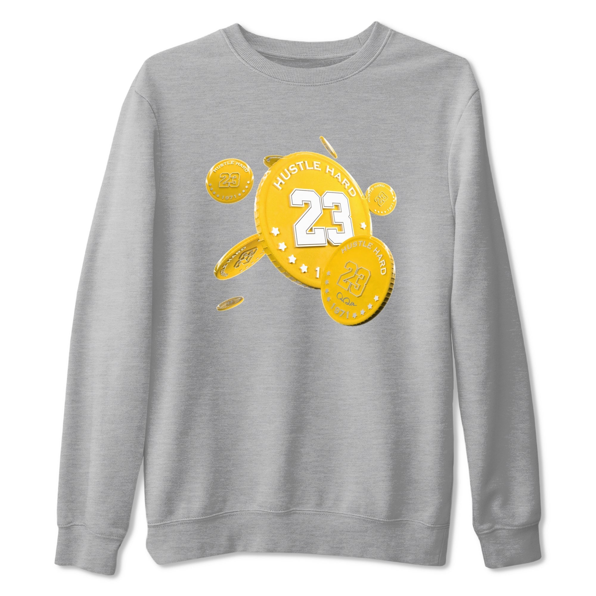 6s Yellow Ochre shirt to match jordans Coin Drop sneaker tees streetwear brand Air Jordan 6 Yellow Ochre Drip Gear Zone Brand Unisex Heather Grey 2 T-Shirt