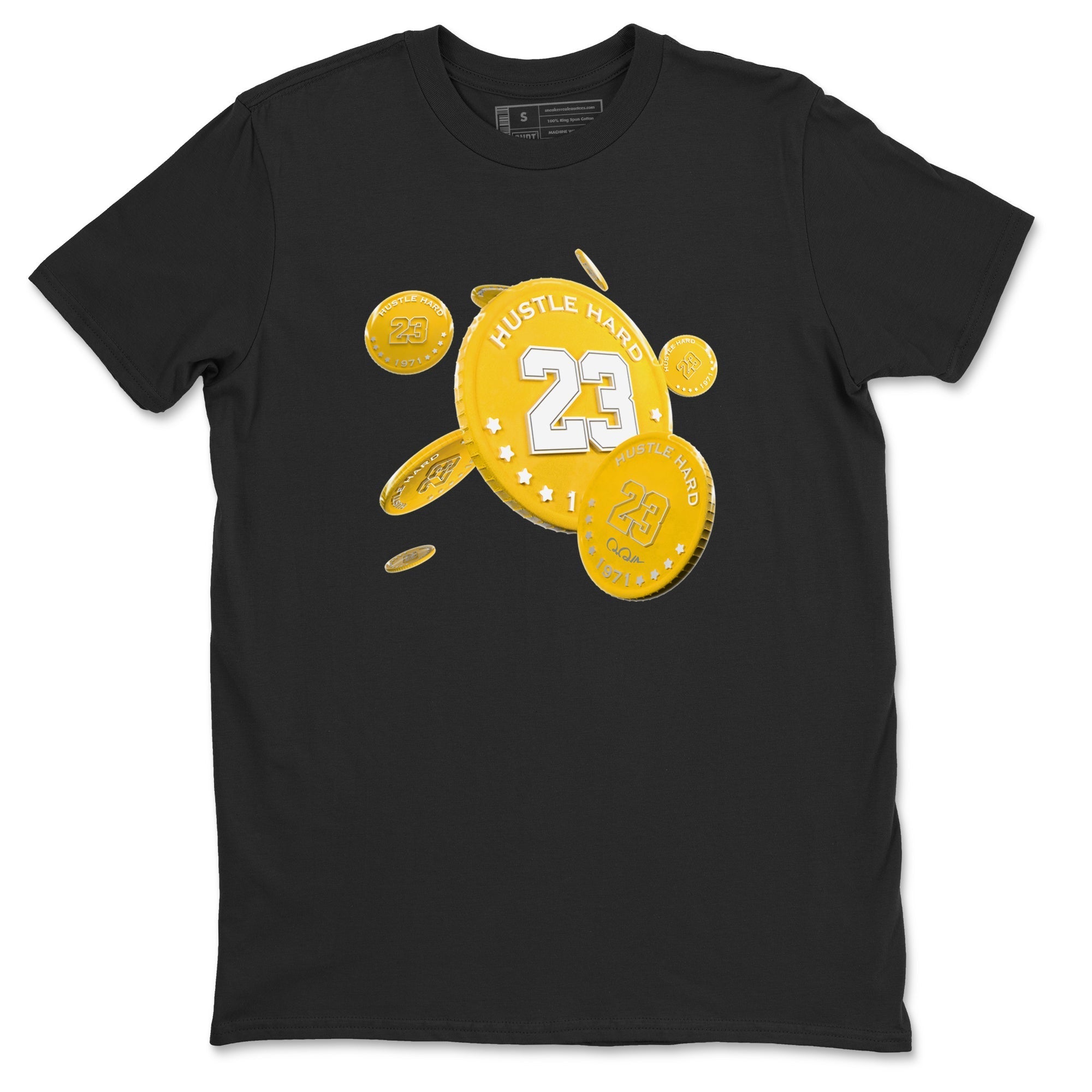 6s Yellow Ochre shirt to match jordans Coin Drop sneaker tees streetwear brand Air Jordan 6 Yellow Ochre Drip Gear Zone Brand Unisex Black 2 T-Shirt