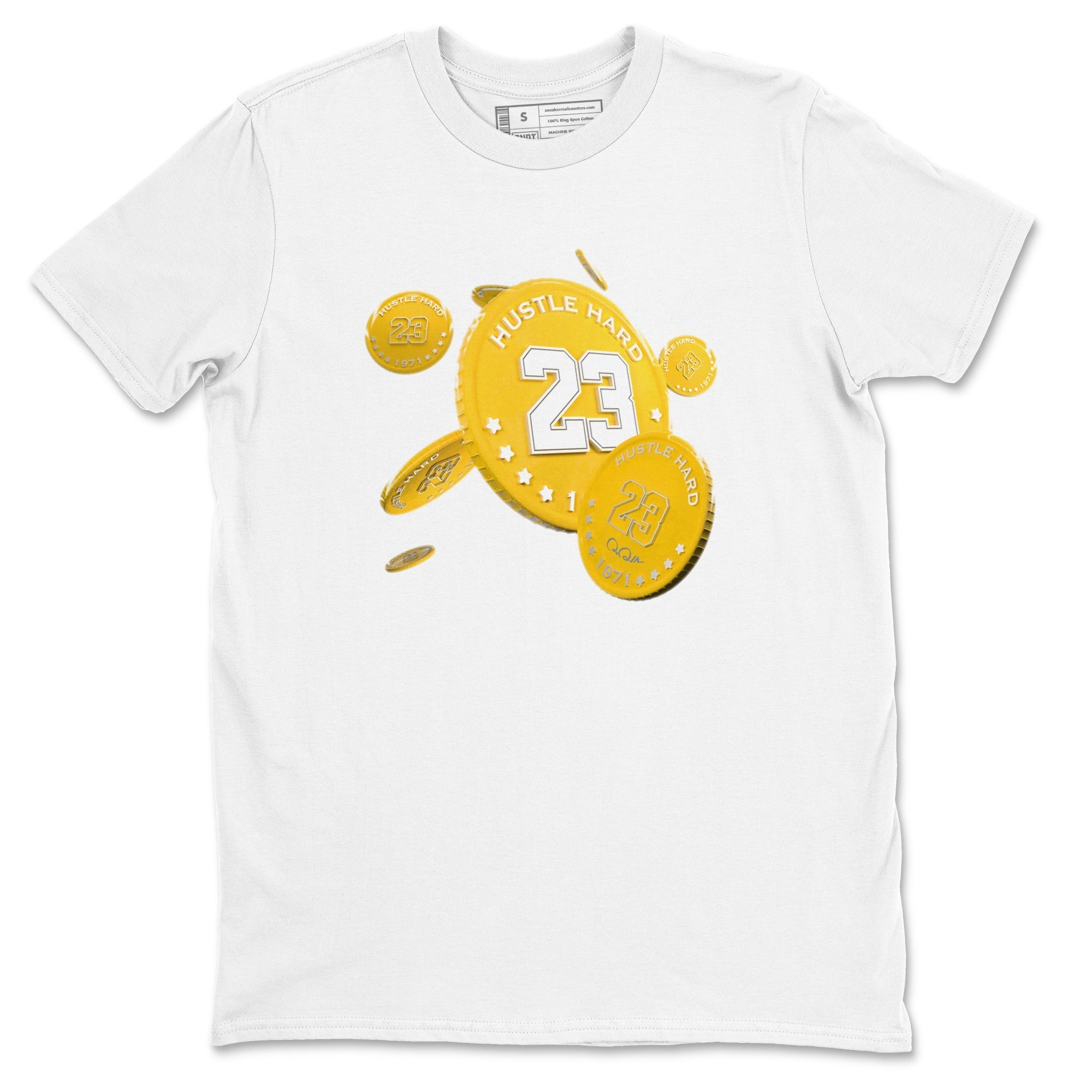 6s Yellow Ochre shirt to match jordans Coin Drop sneaker tees streetwear brand Air Jordan 6 Yellow Ochre Drip Gear Zone Brand Unisex White 2 T-Shirt