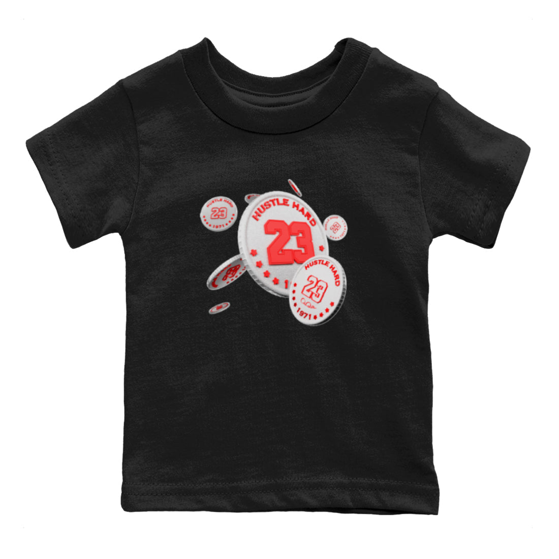 Air Jordan 7 Infrared Sneaker Match Tees Coin Drop Streetwear Sneaker Shirt AJ7 Infrared Sneaker Release Tees Kids Shirts Black 2