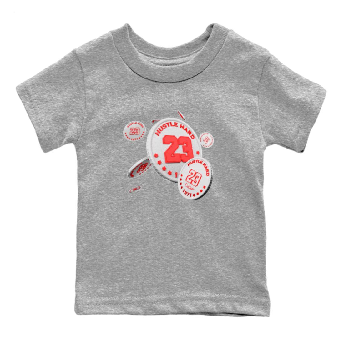 Air Jordan 7 Infrared Sneaker Match Tees Coin Drop Streetwear Sneaker Shirt AJ7 Infrared Sneaker Release Tees Kids Shirts Heather Grey 2