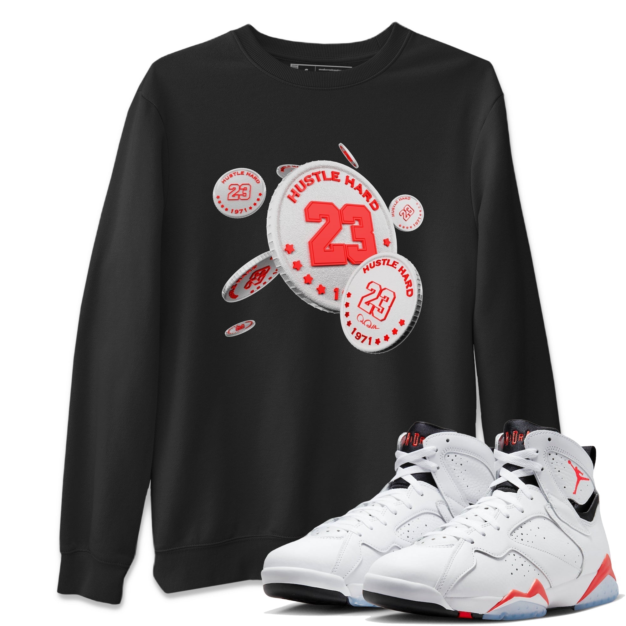 Air Jordan 7 Infrared Sneaker Match Tees Coin Drop Streetwear Sneaker Shirt AJ7 Infrared Sneaker Release Tees Unisex Shirts Black 1