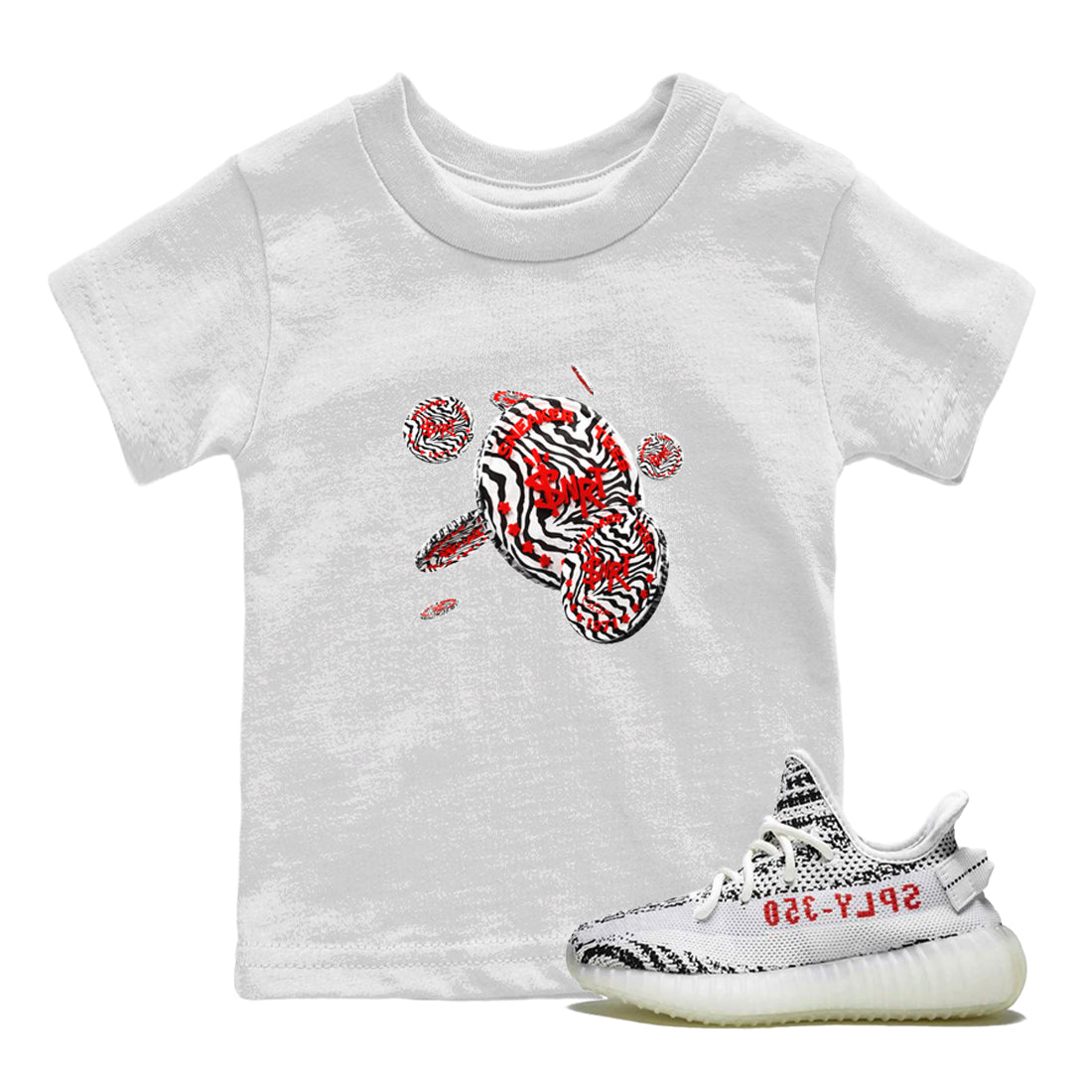 Yeezy 350 Zebra Sneaker Match Tees Coin Drop Sneaker Tees Yeezy Boost 350 V2 Zebra Sneaker Release Tees Kids Shirts White 1