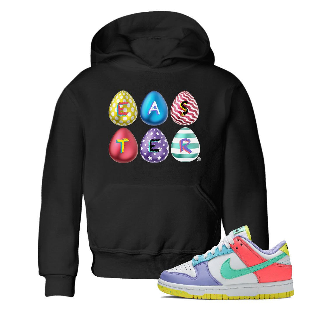 Dunk Easter Candy Colorful Easter Baby and Kids Sneaker Tees Holiday Easter T-Shirt Kids Sneaker Tees Washing and Care Tip