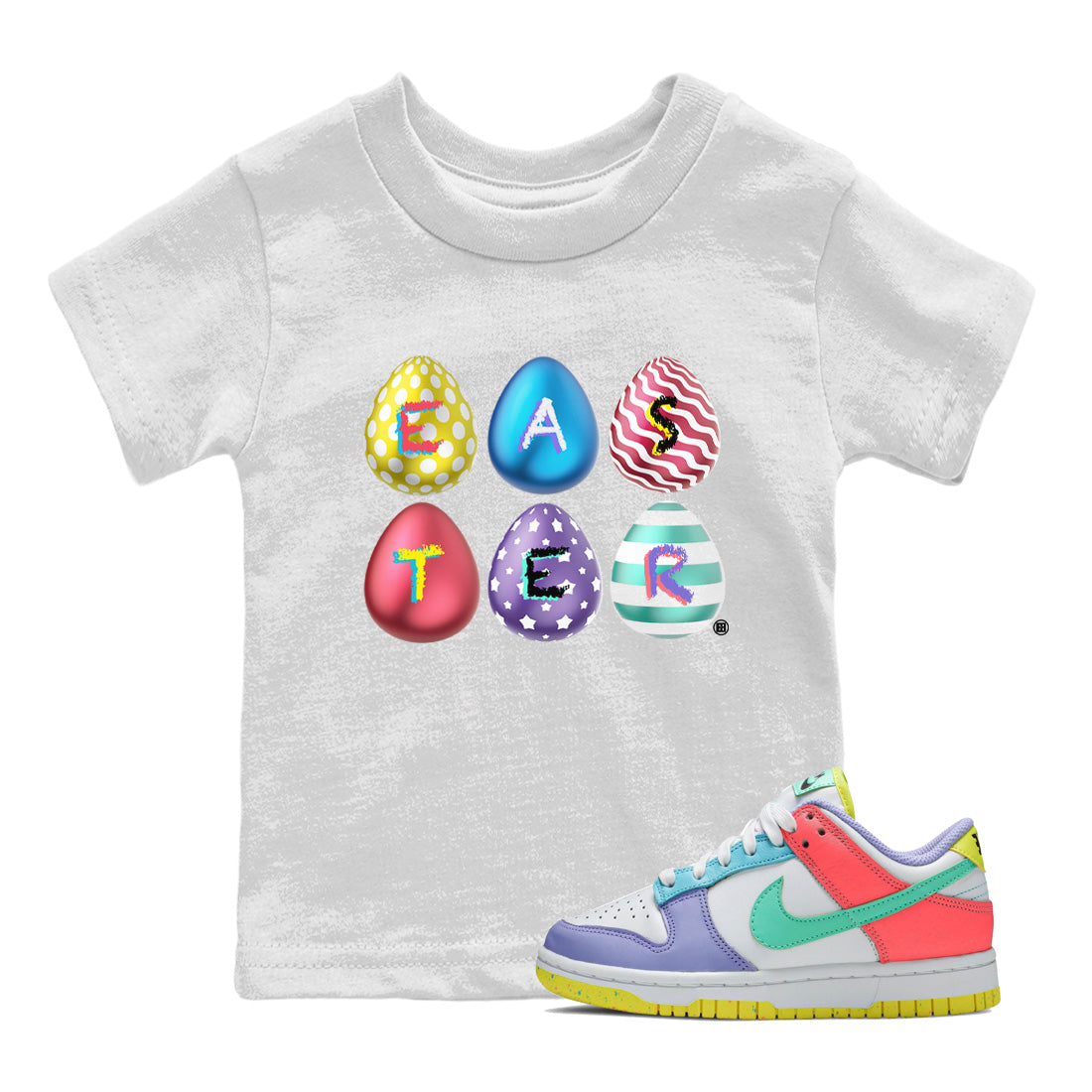 Dunk Easter Candy Sneaker Tees Drip Gear Zone Colorful Easter Sneaker Tees Holiday Easter T-Shirt Shirt Kids Shirts White 1