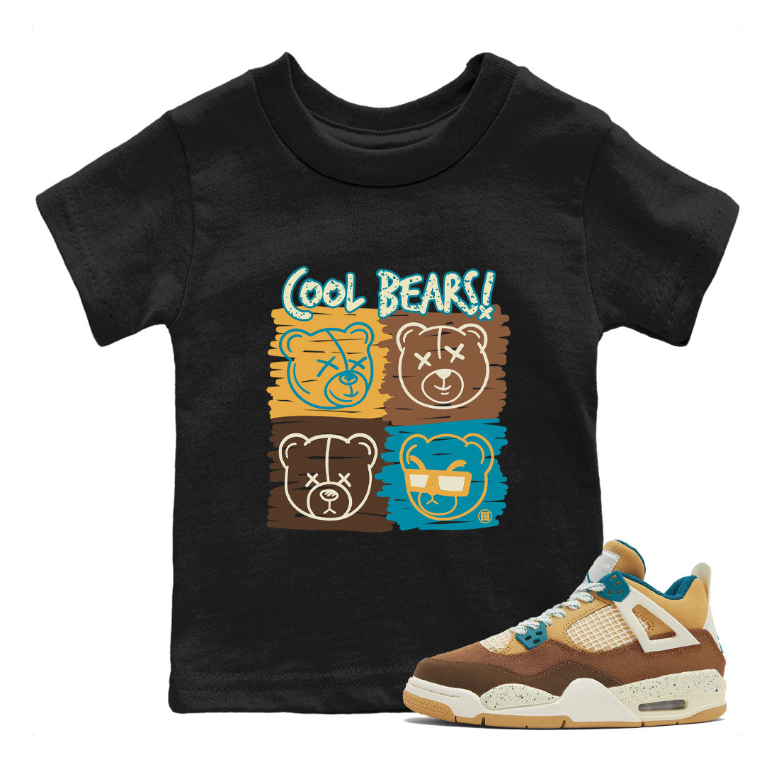 Air Jordan 4 GS Cacao Wow Match To Jordans Cool Bears Streetwear Sneaker Shirt Air Jordan 4 Cacao Wow Drip Gear Zone Sneaker Matching Clothing Kids Shirts Black 1