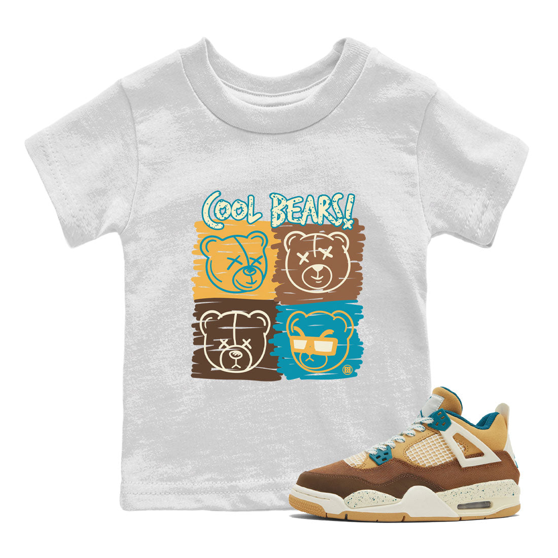 Air Jordan 4 GS Cacao Wow Match To Jordans Cool Bears Streetwear Sneaker Shirt Air Jordan 4 Cacao Wow Drip Gear Zone Sneaker Matching Clothing Kids Shirts White 1