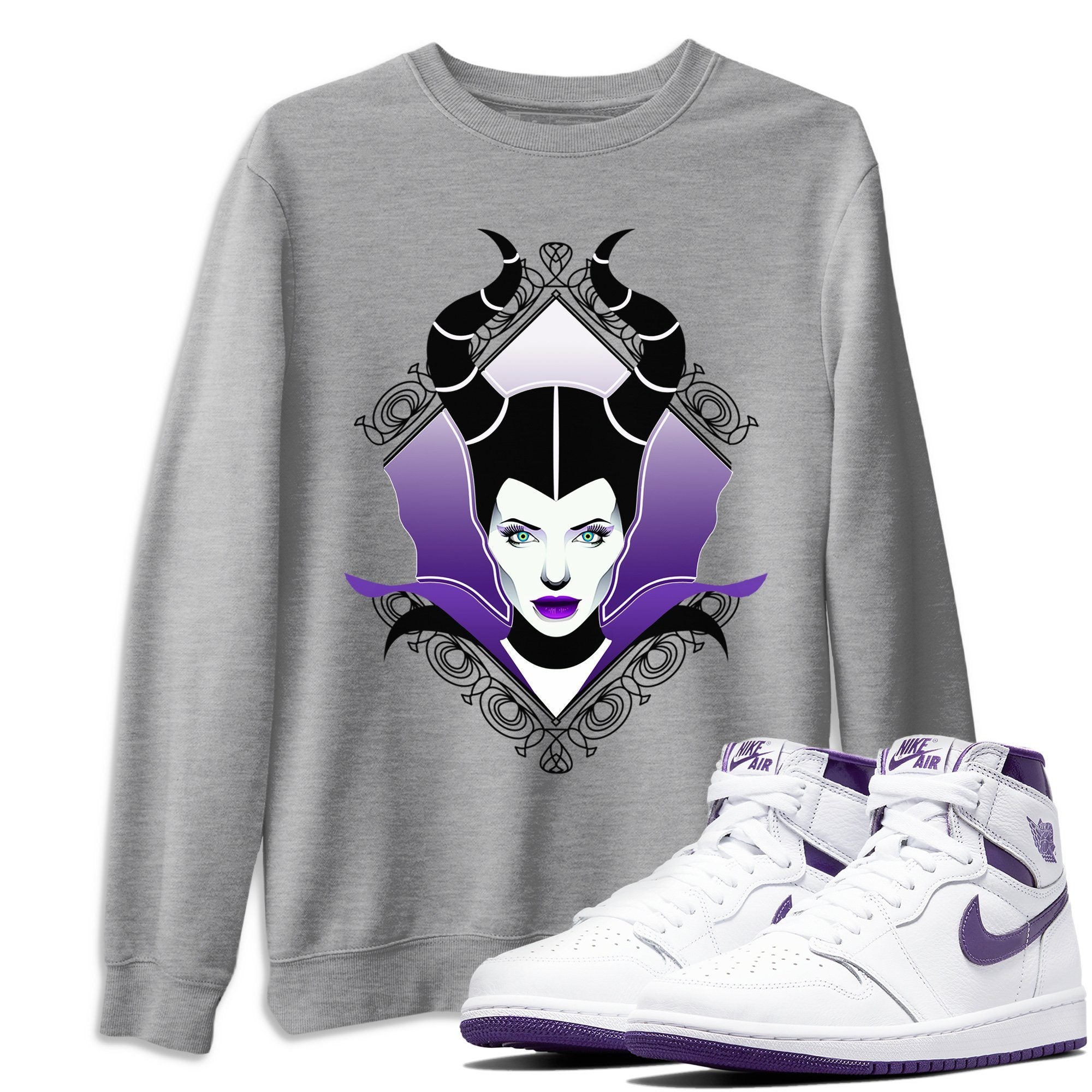 Jordan 1 WMNS Court Purple Shirt To Match Jordans Court Purple Evil Sneaker Tees Jordan 1 WMNS Court Purple Drip Gear Zone Sneaker Matching Clothing Unisex Shirts