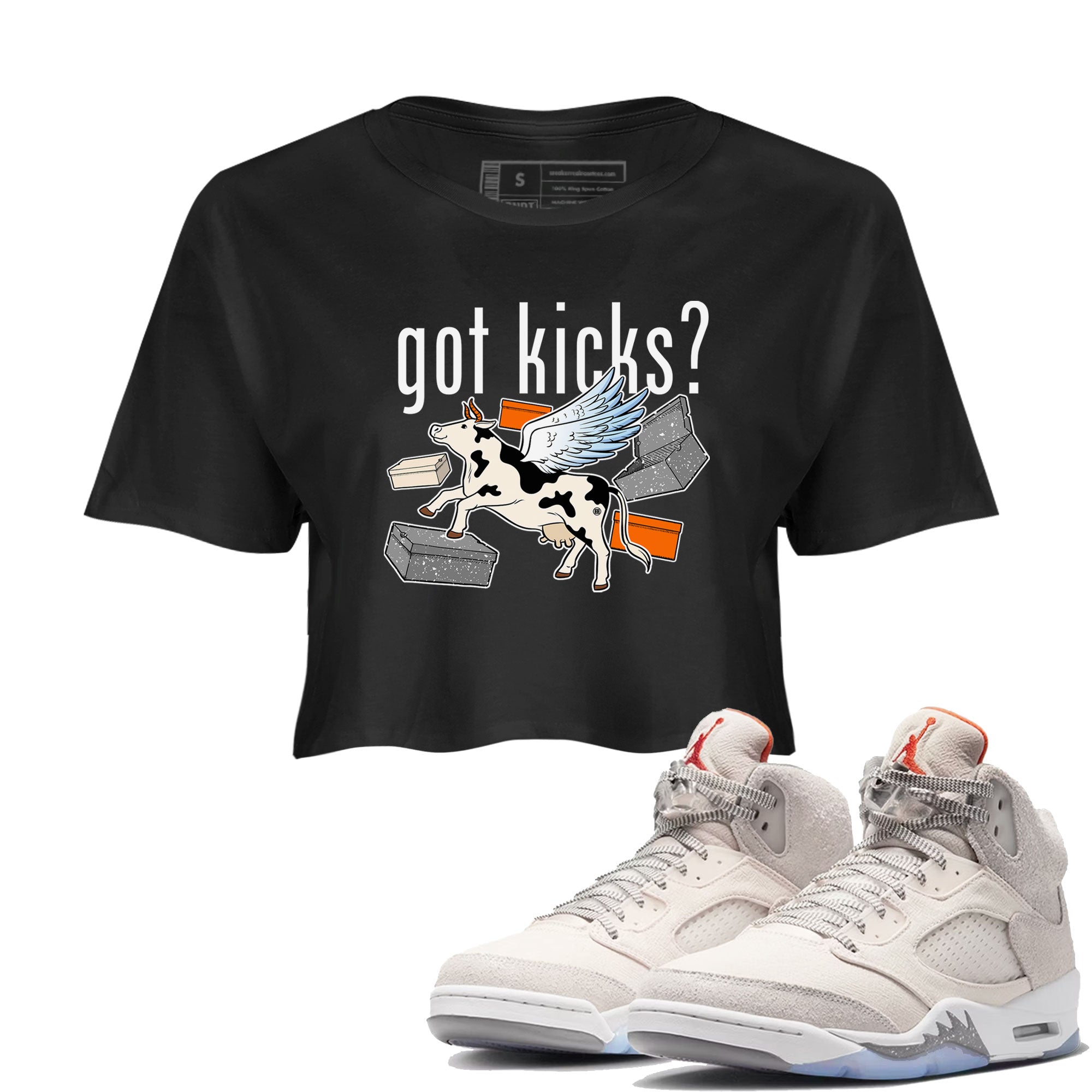5s Craft shirt to match jordans Cow Got Kicks sneaker tees Air Jordan 5 Craft Drip Gear Zone Black 1 crop length shirt